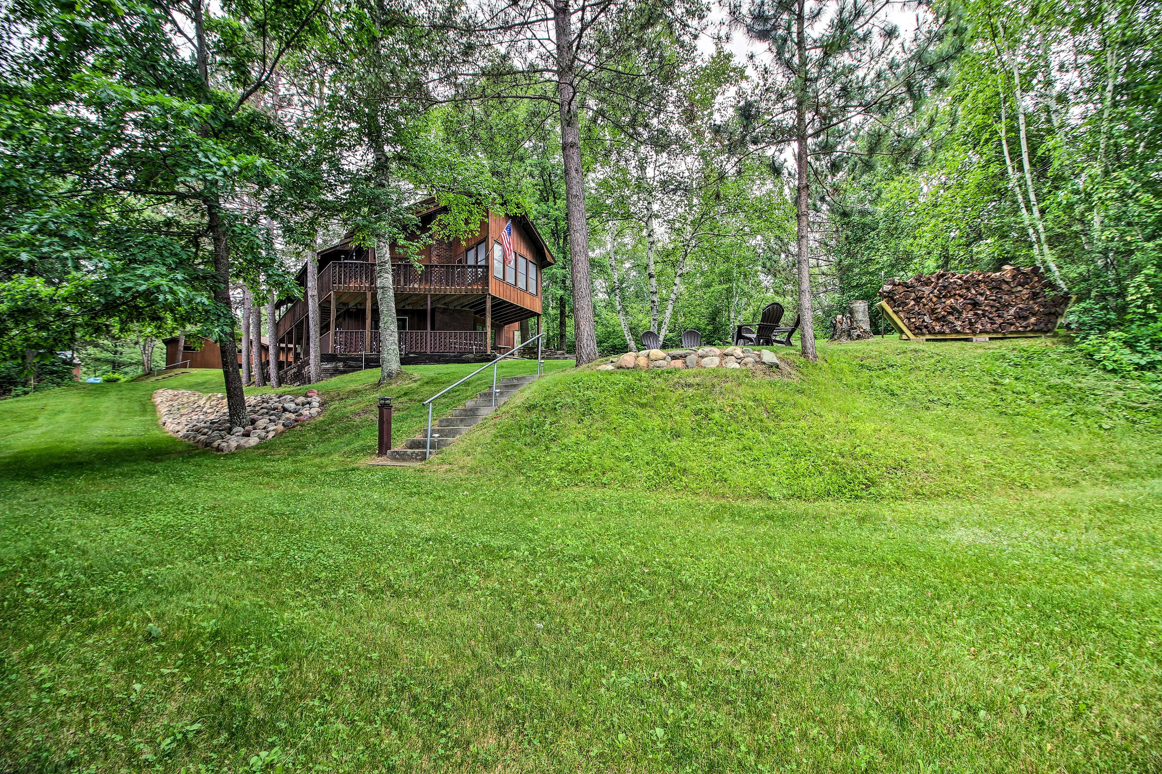 The backyard offers enough space for a wide variety of activities.