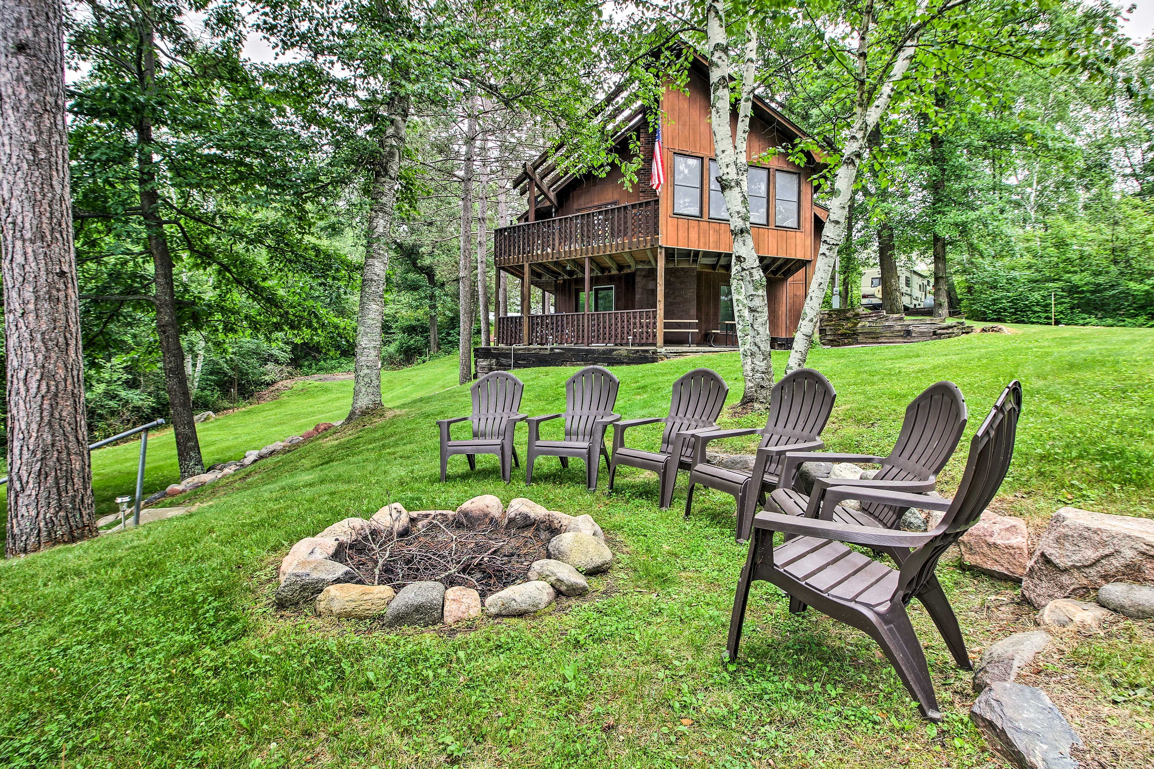 When it's cold outside, gather around the outdoor fire pit.