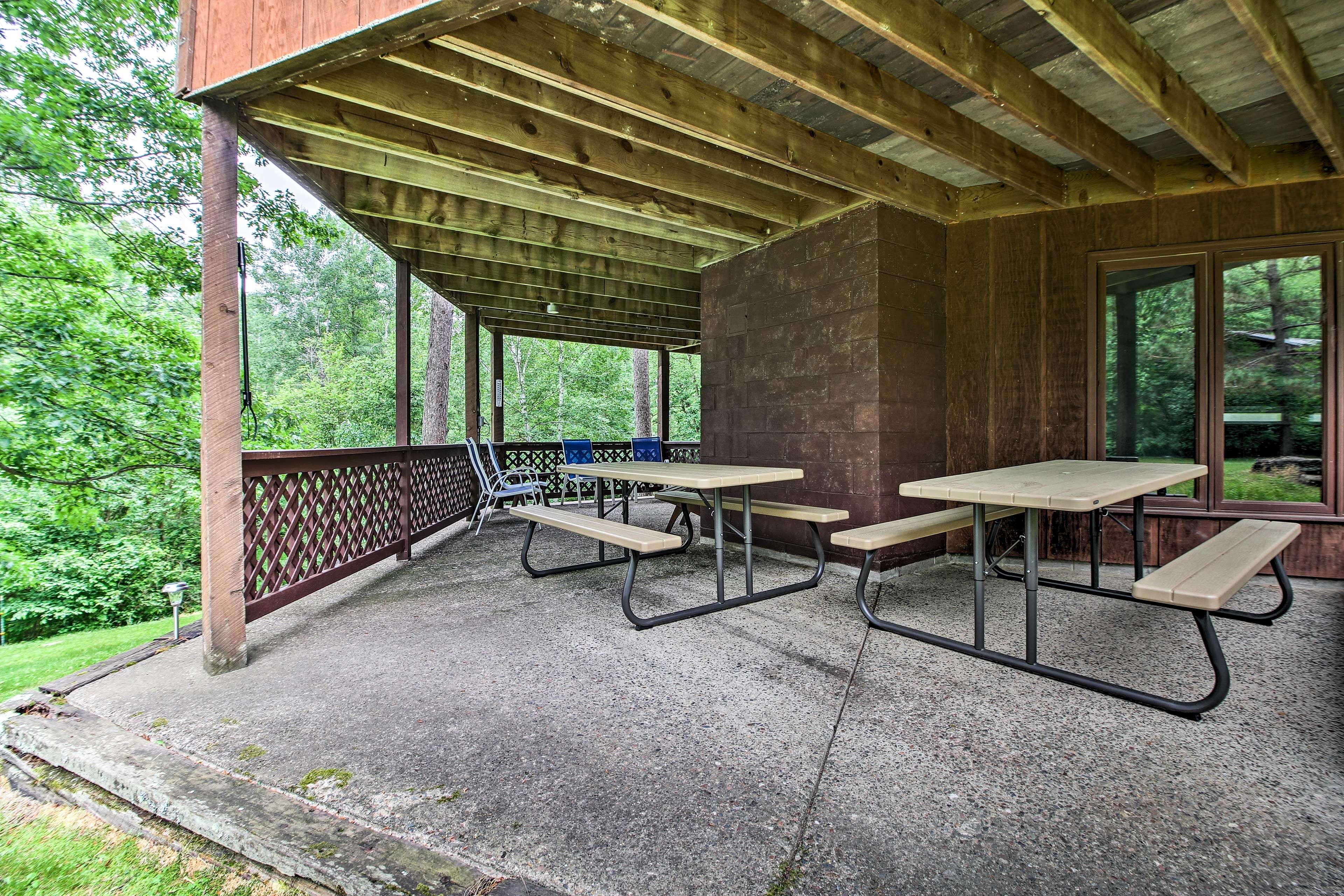 Another patio can be found under the deck.