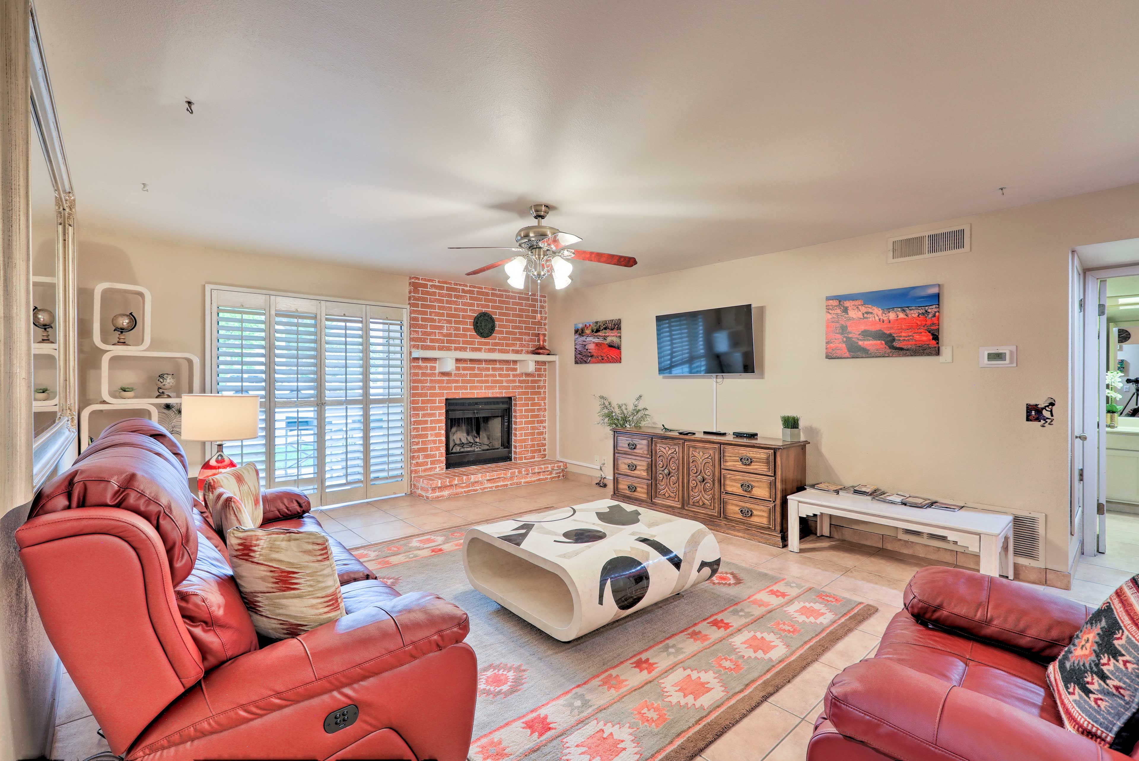 Natural light illuminates the interior of this open and airy abode.
