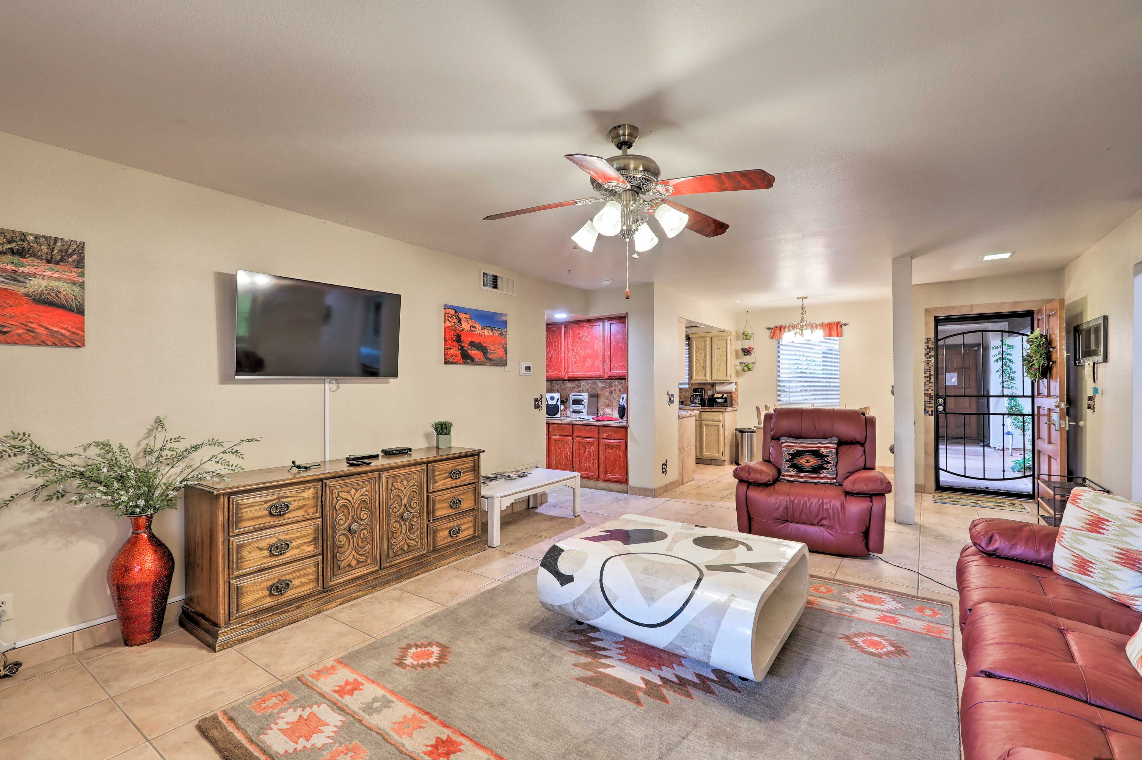 Enjoy movie nights in with the flat-screen TV.