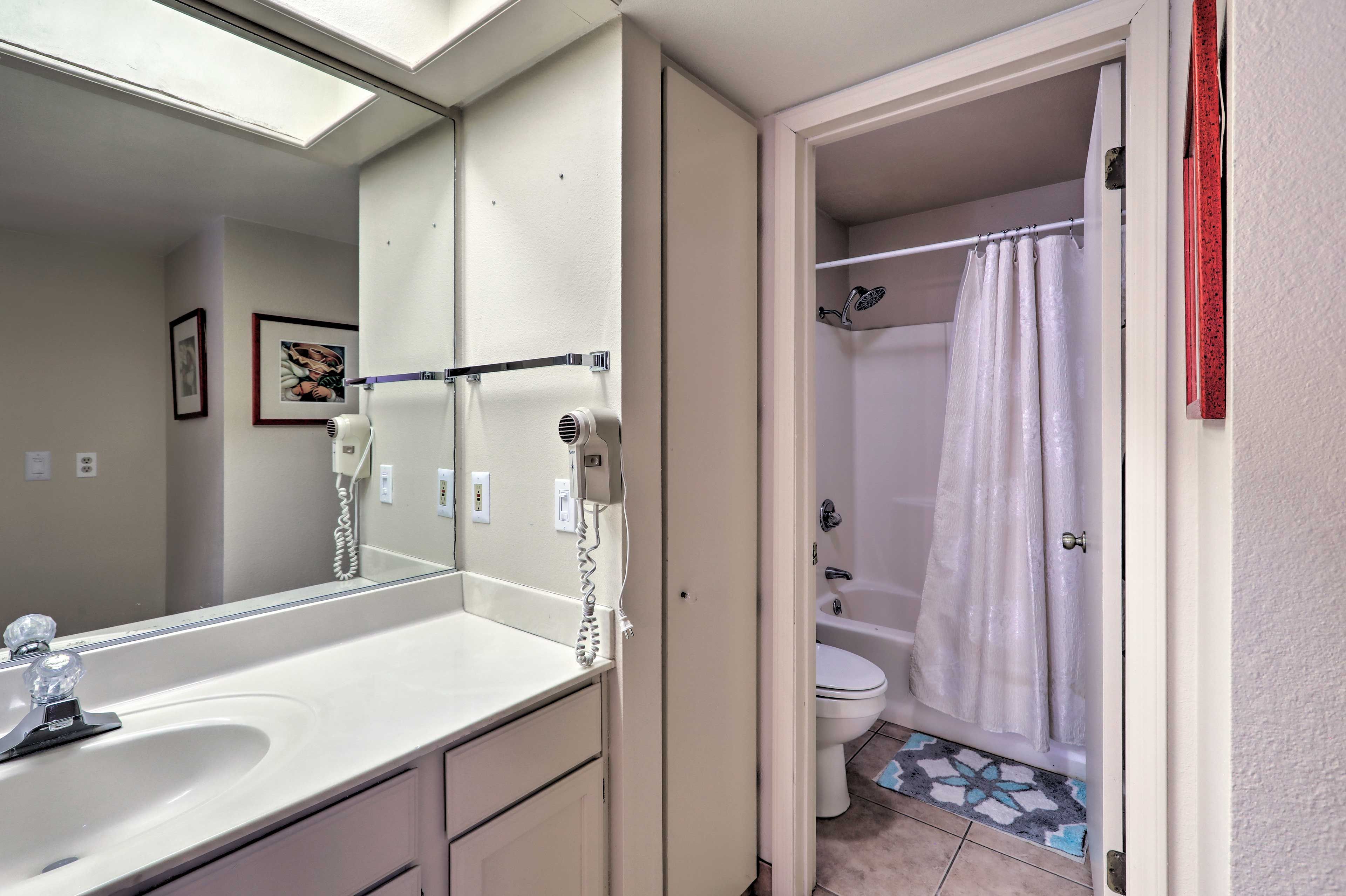 Get ready for the day in the bathroom complete with a hair dryer.