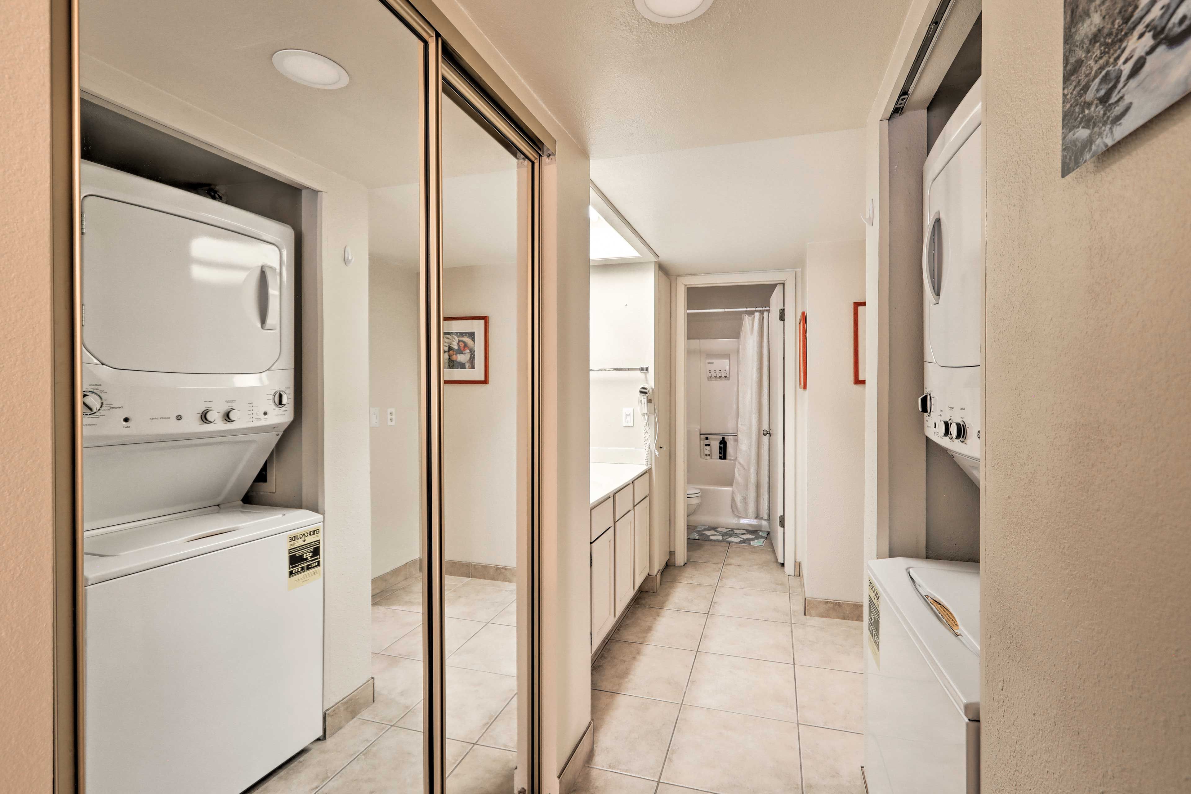 Pack light with the convnience of the in-unit washer and dryer.