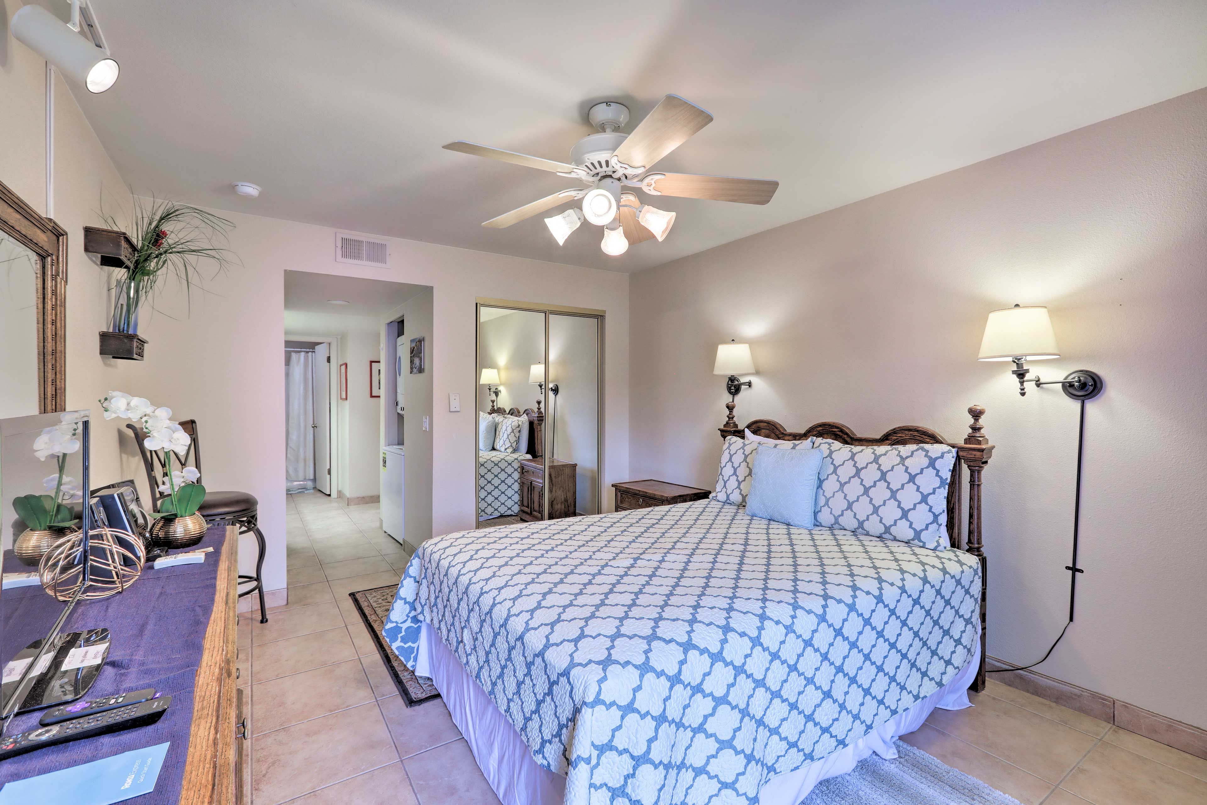 Sleep will come easy in this bright and breezy bedroom.