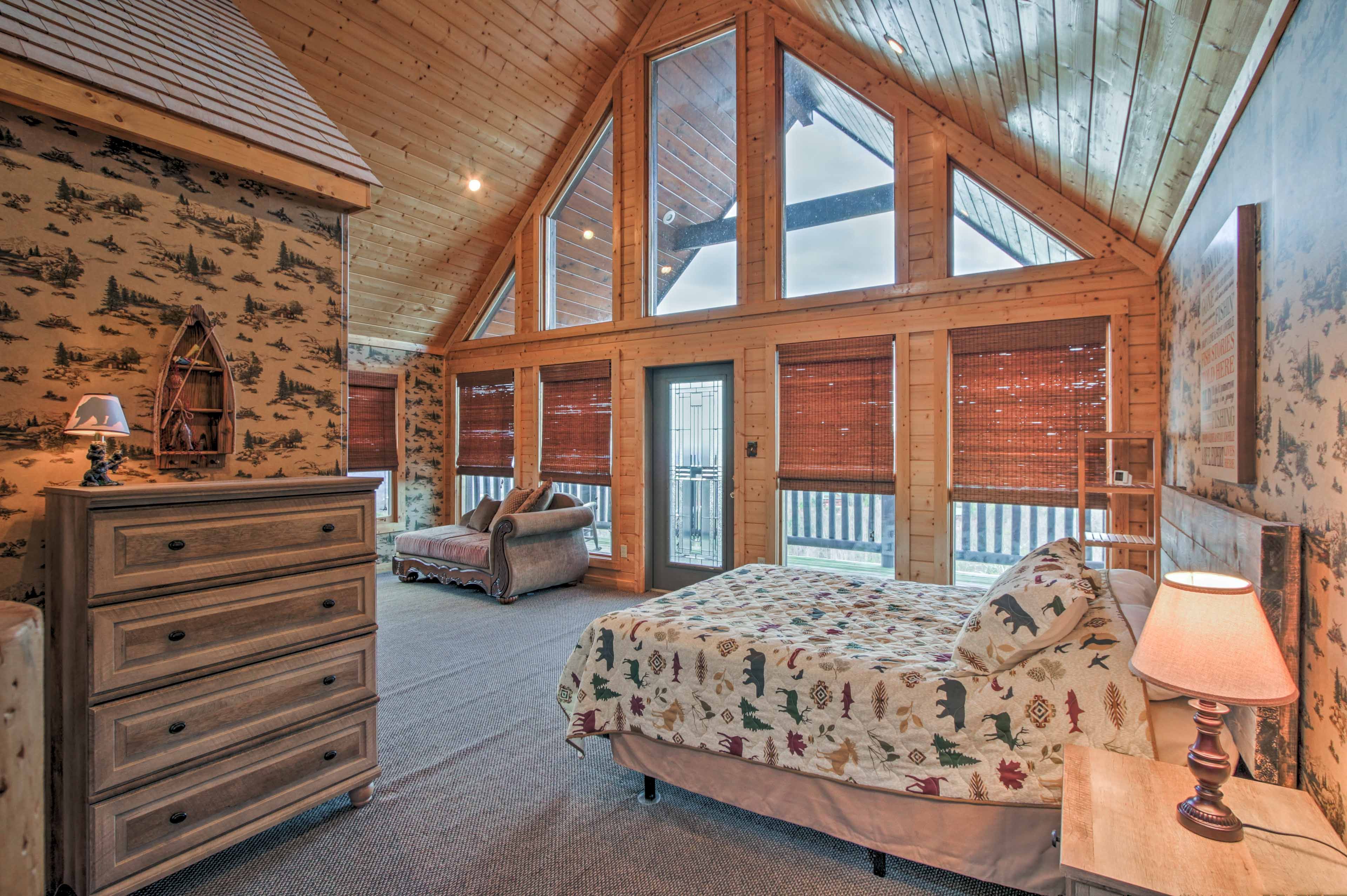The private bedroom suite has access to the top-floor deck!