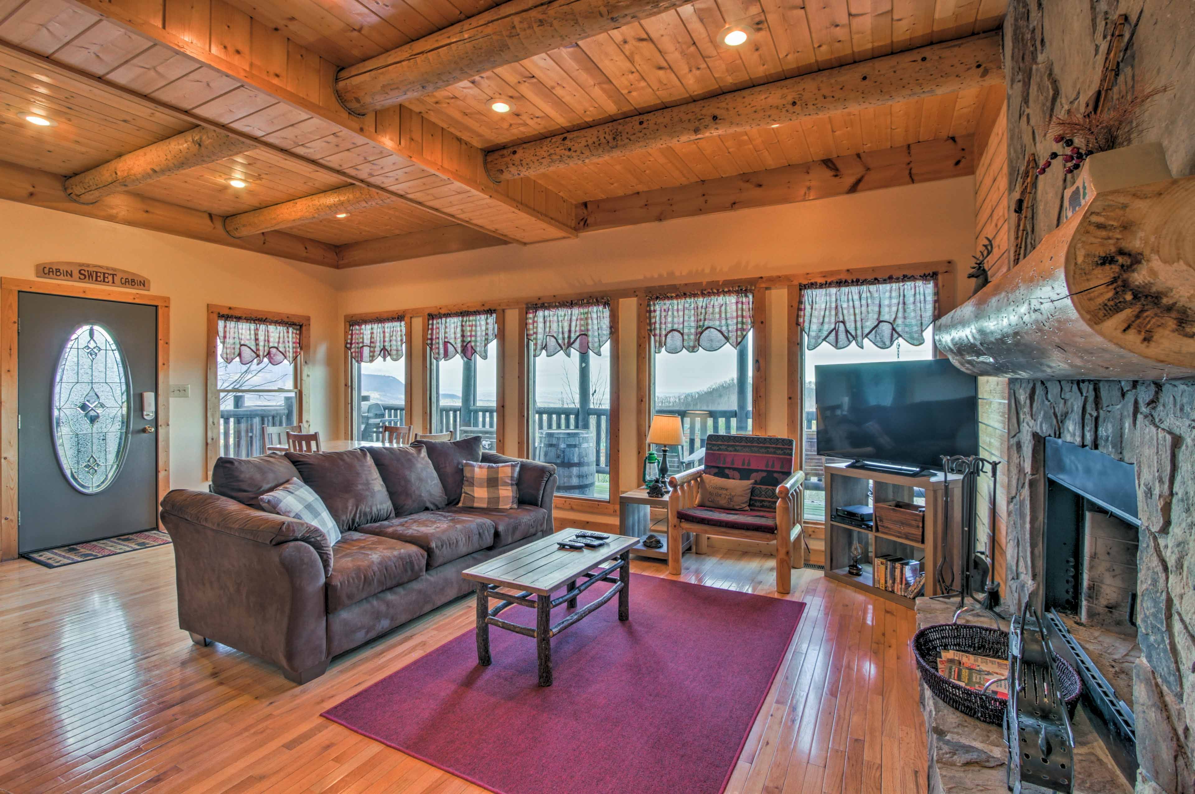 Relax on the comfortable 3-person couch in the living room.