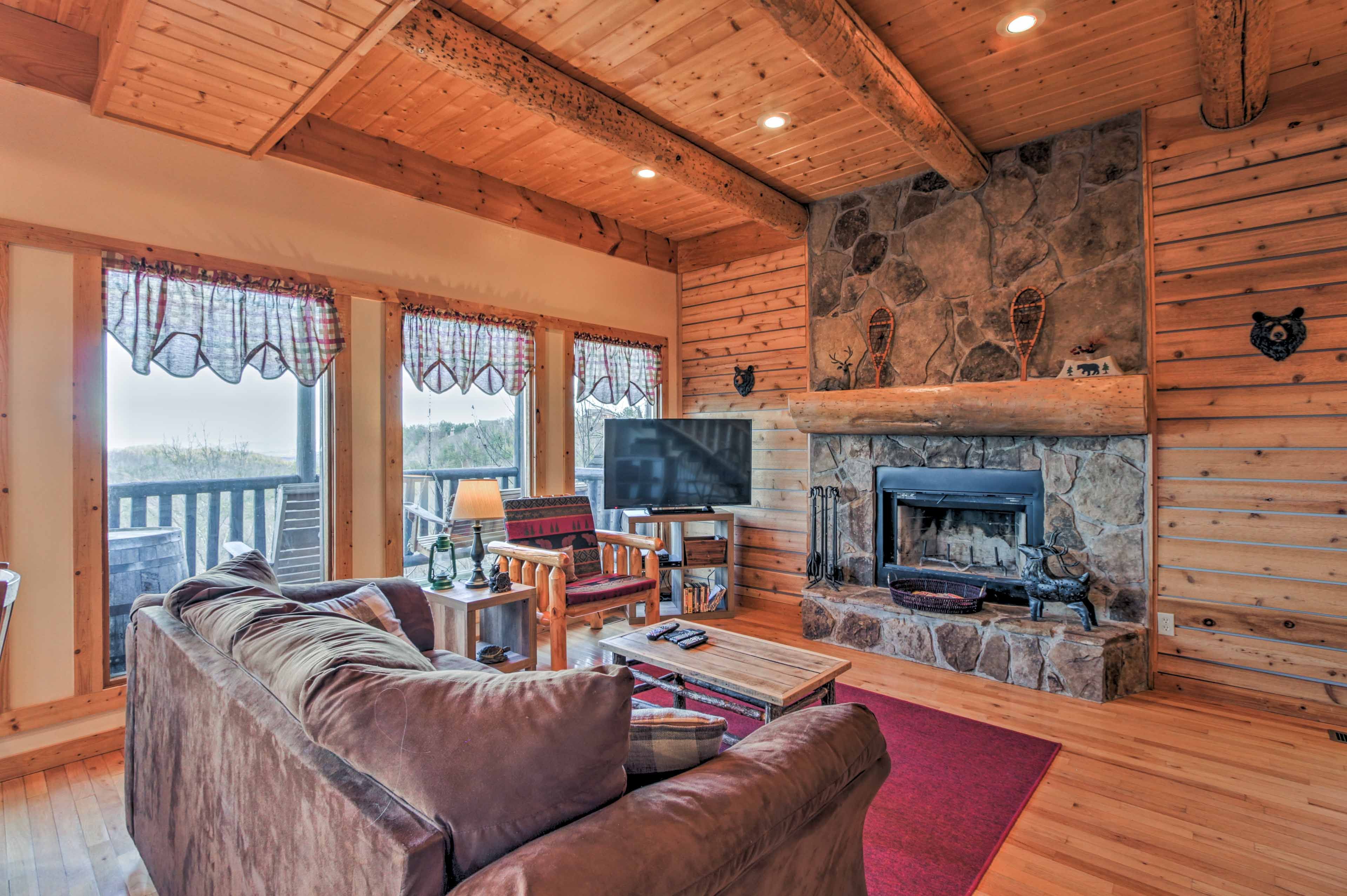 This rustic nook is perfect for relaxation.