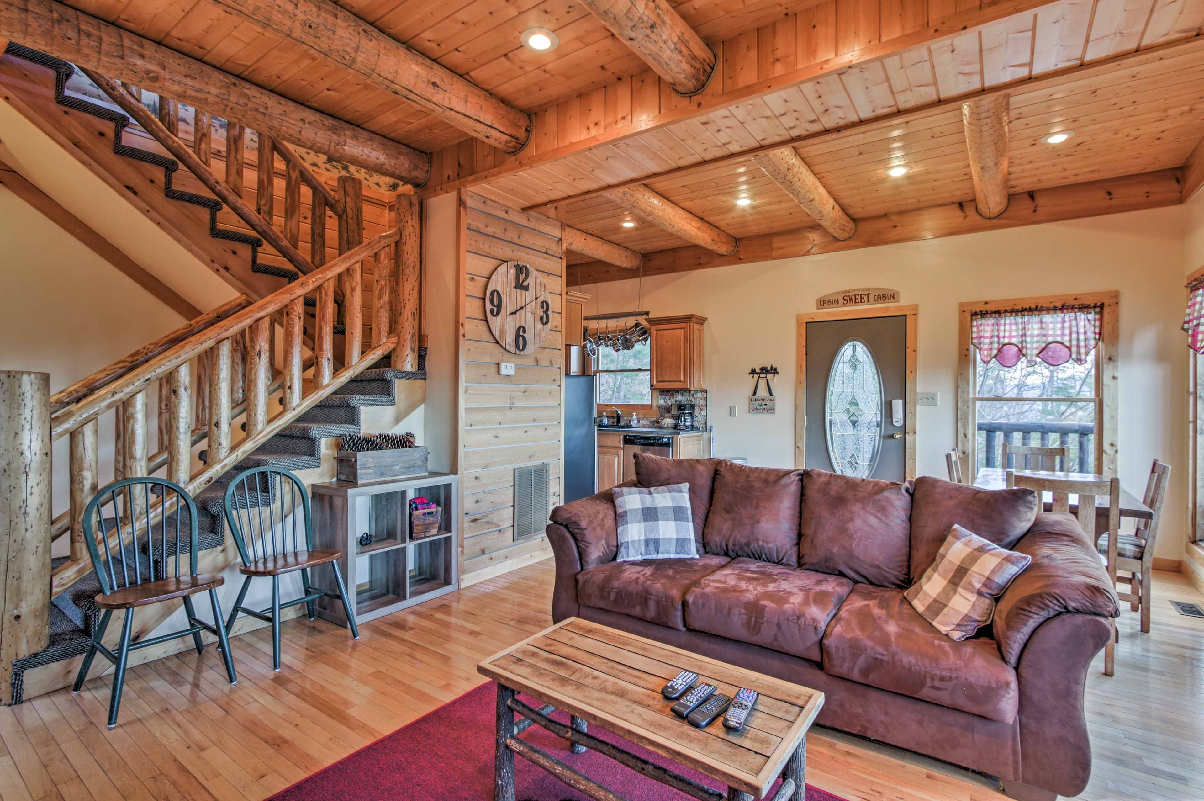 Get lost in conversation under the wood beam ceiling.