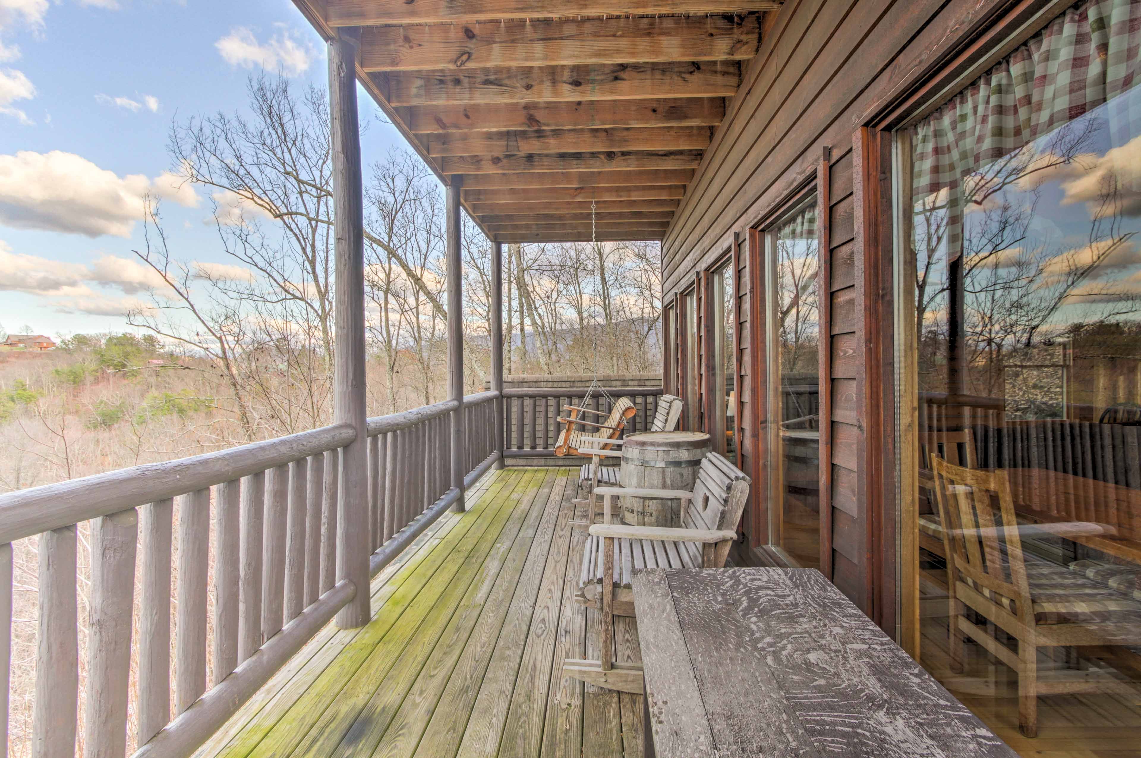 The second story deck is perfect for an afternoon cocktail.