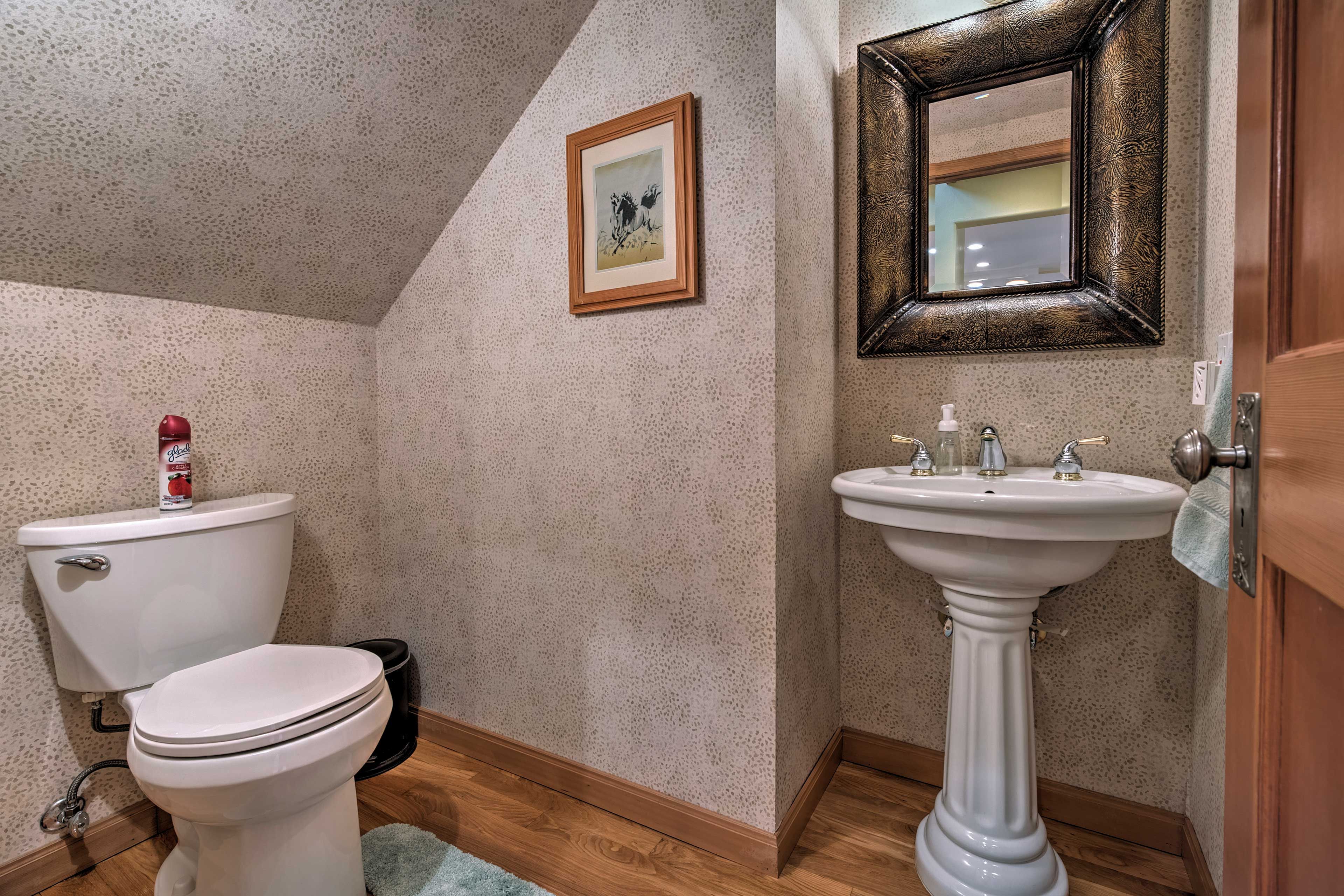 A half bath sits right off the main living area.