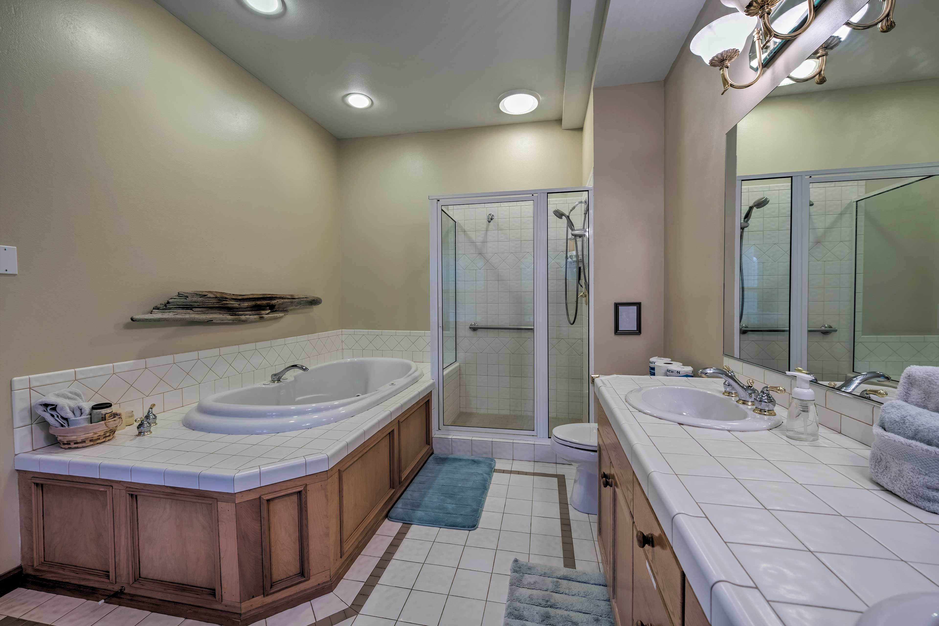 Wind down for the night with a soak in the jetted tub.