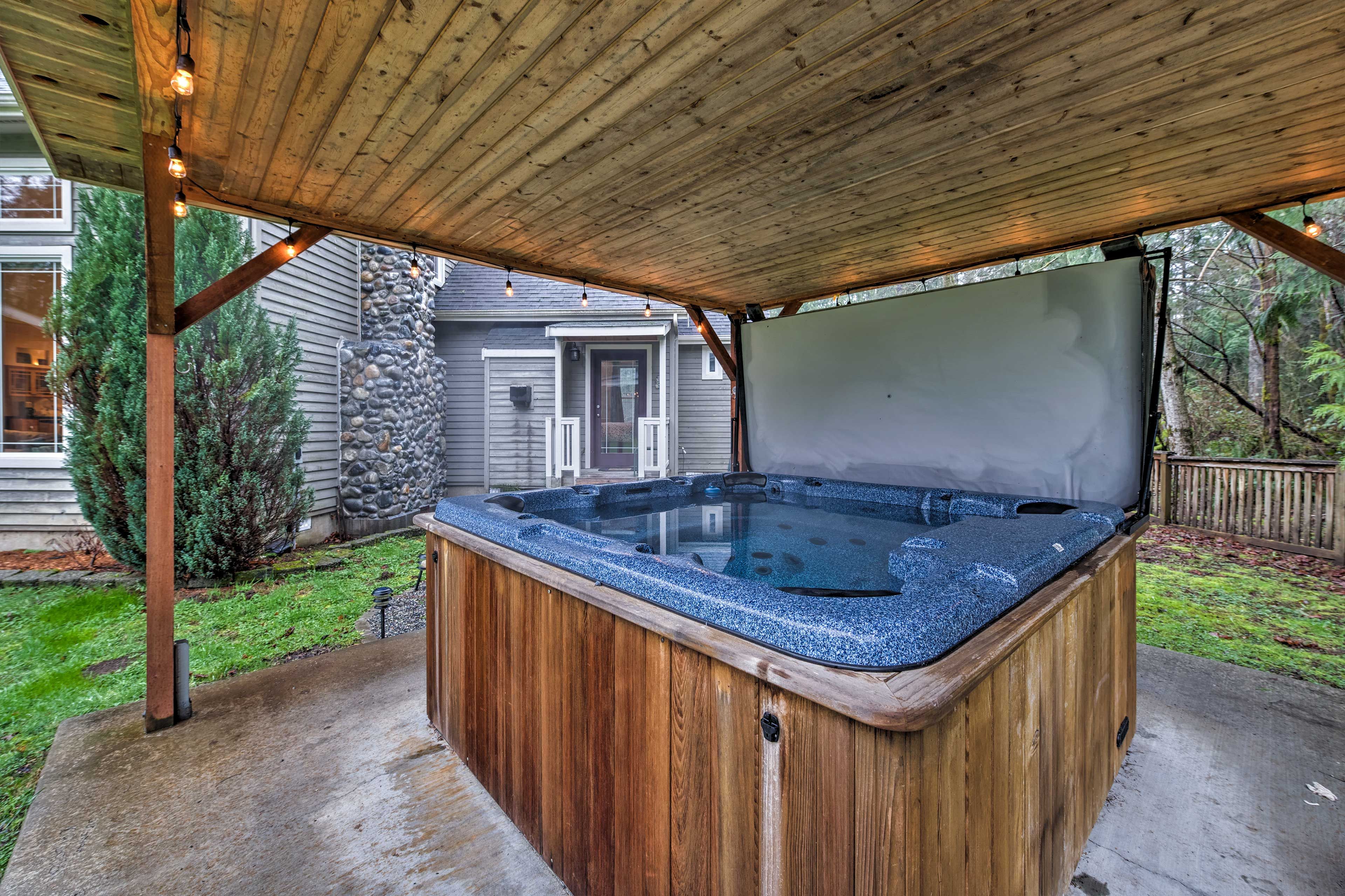 Soothe your sore muscles with a long soak in the hot tub.
