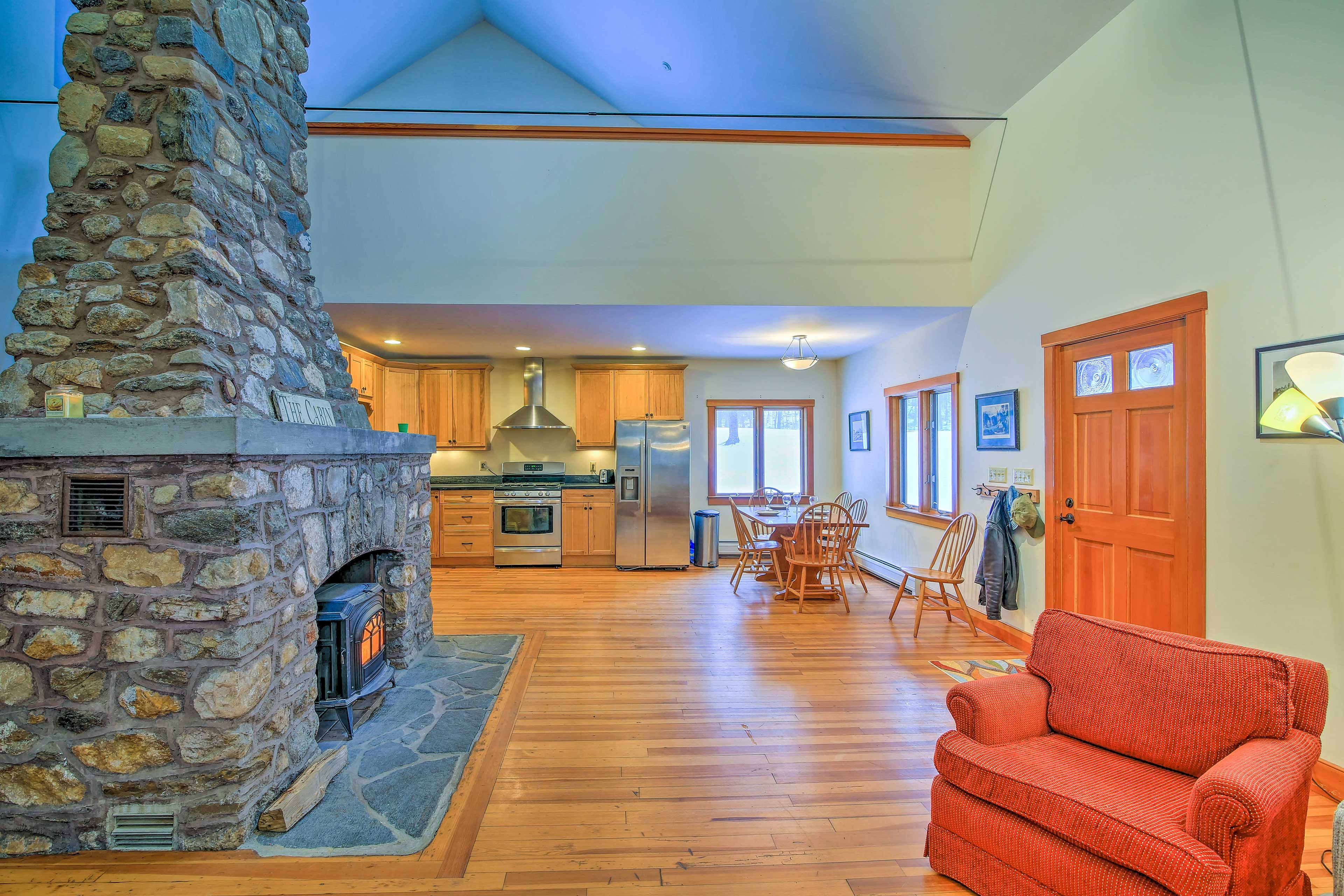Vaulted ceilings and an open floor concept creates a spacious interior.