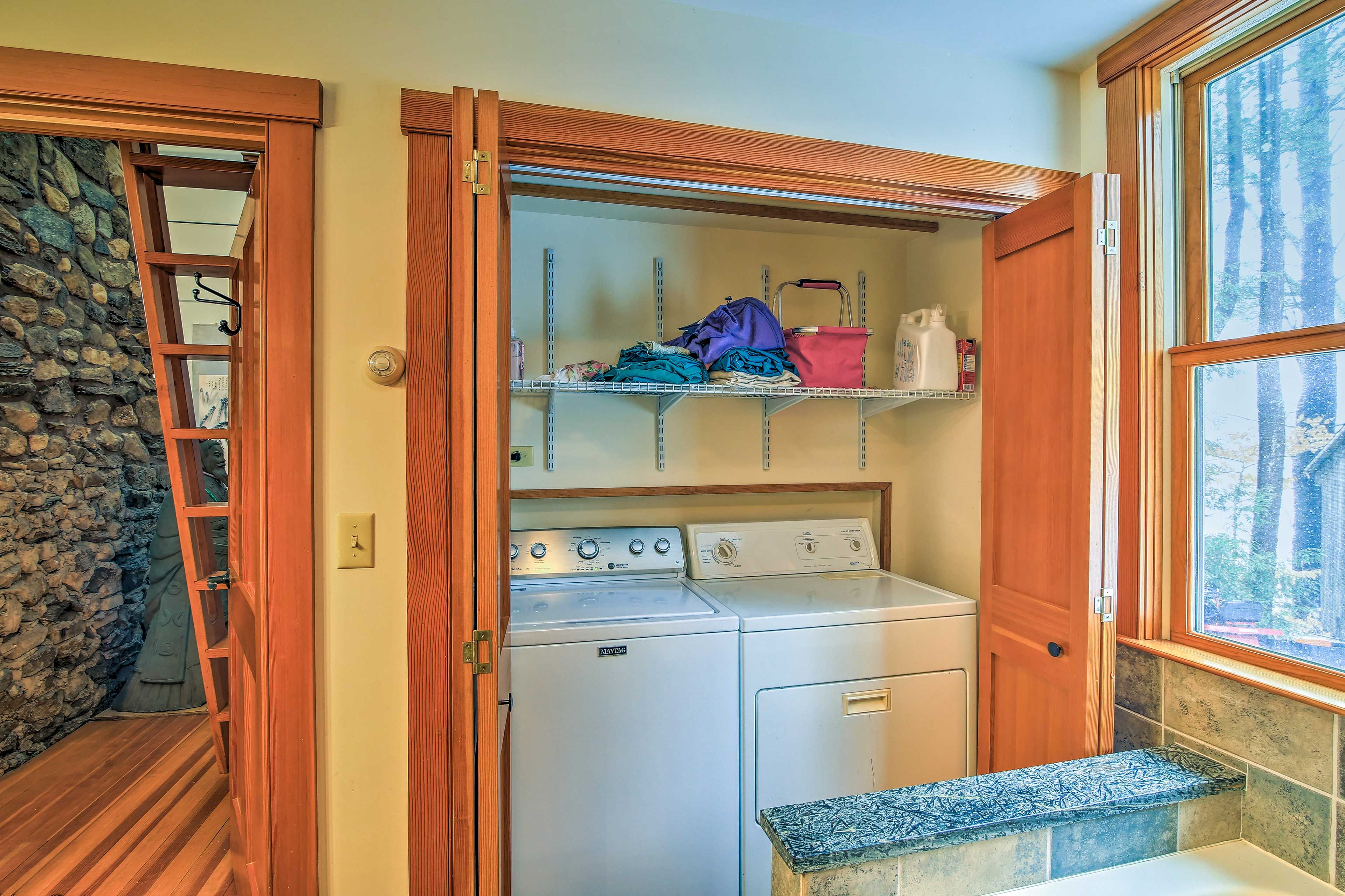 A washer and dryer are provided for your convenience.