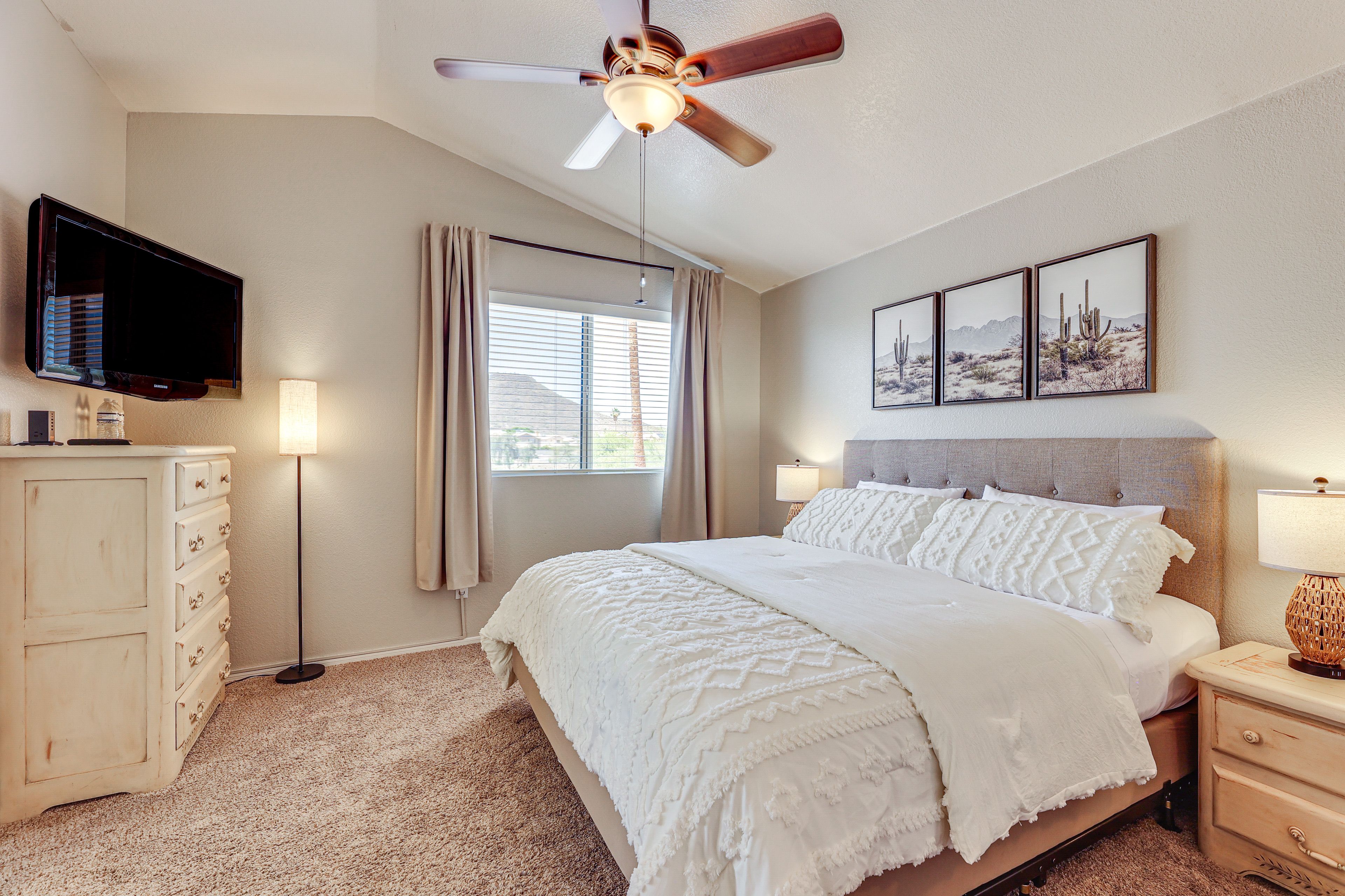 Bedroom 1 | California King Bed | Linens Provided | 2nd Floor