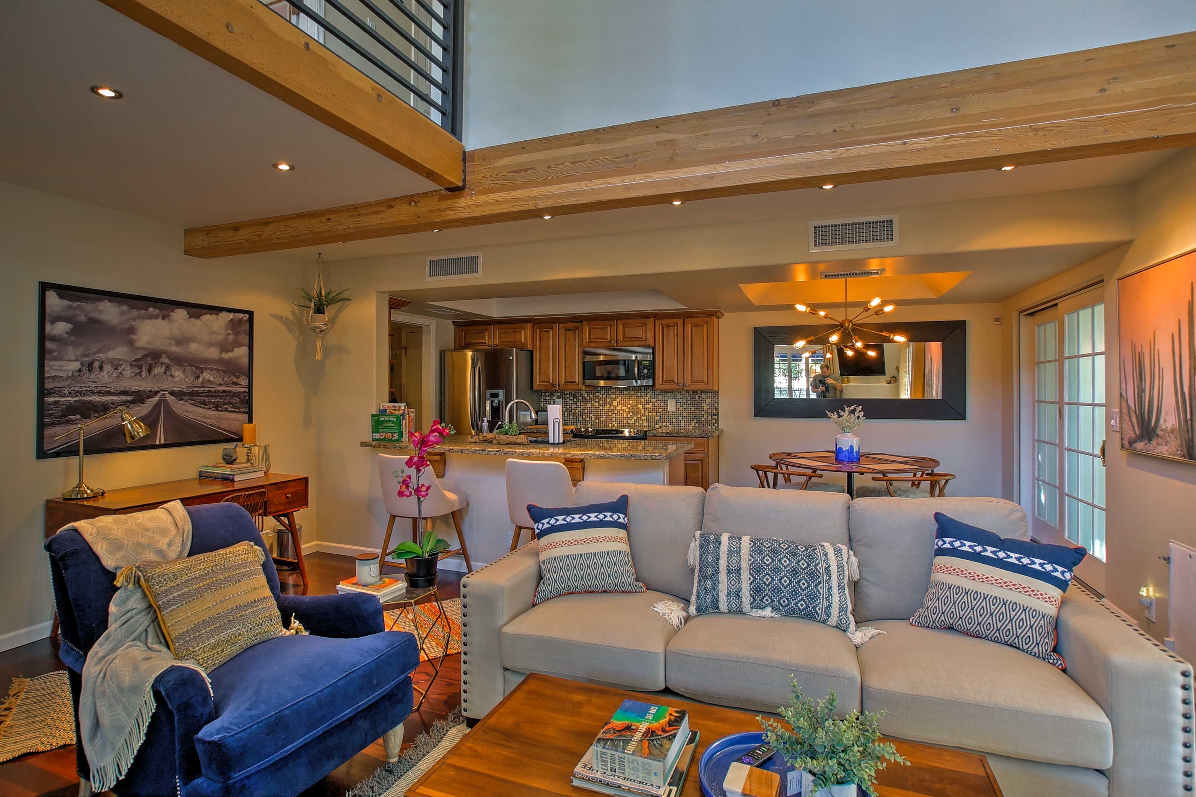 Take an afternoon siesta on the plush sofa in the living area.