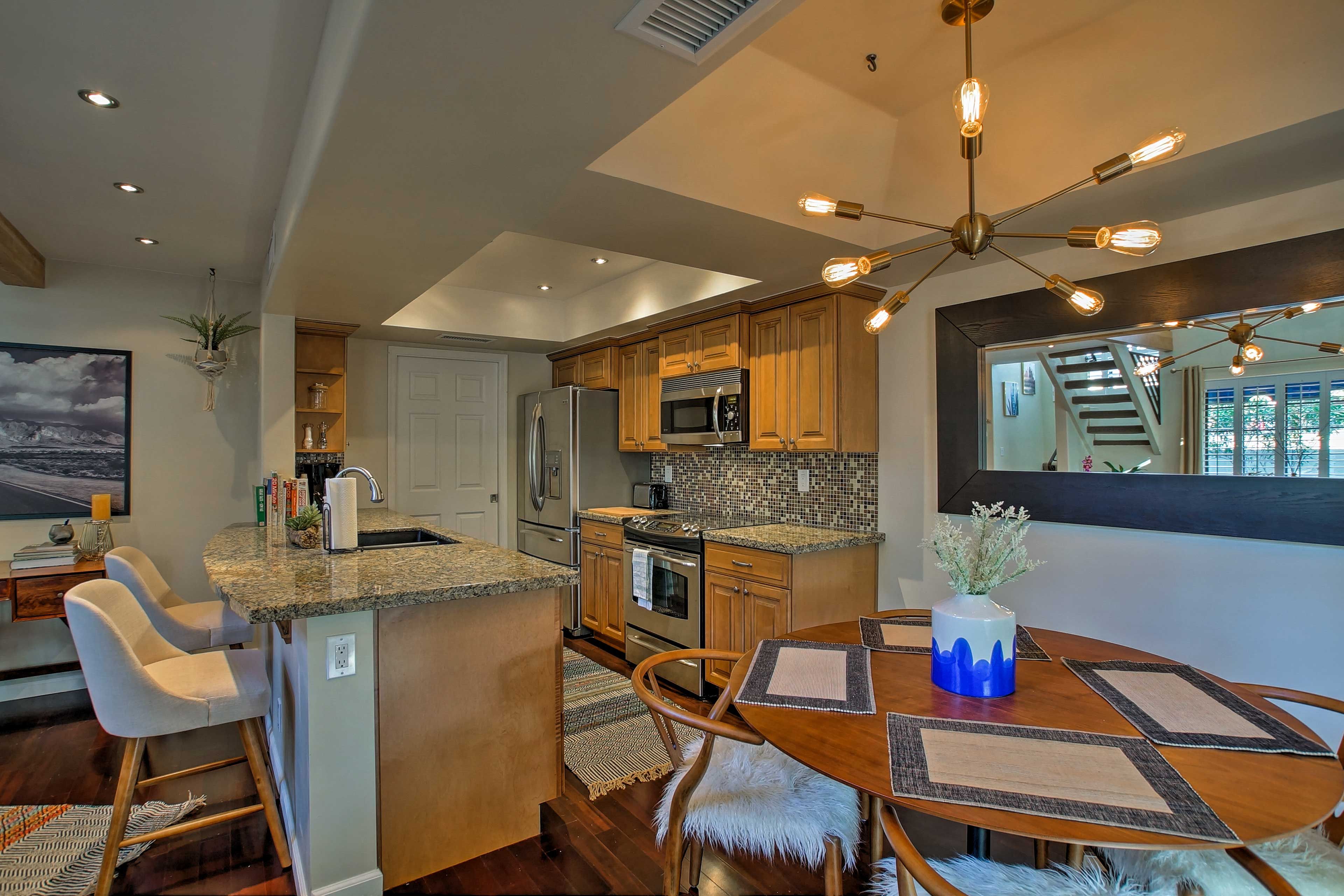 Pull a chair up to the breakfast bar to keep the chef company while they cook.