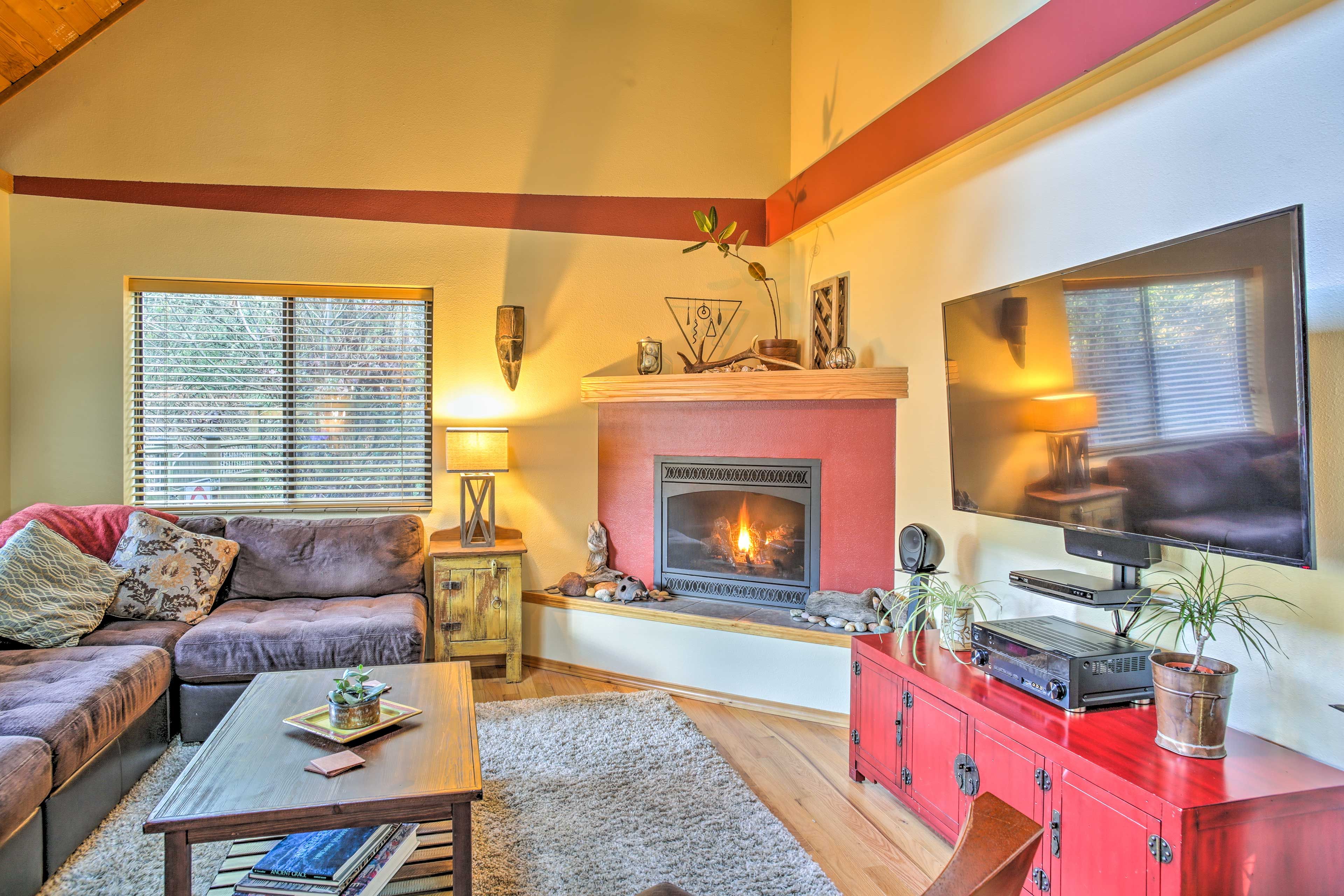 Stream a movie on the flat-screen Smart TV from the comfort of the sectional.