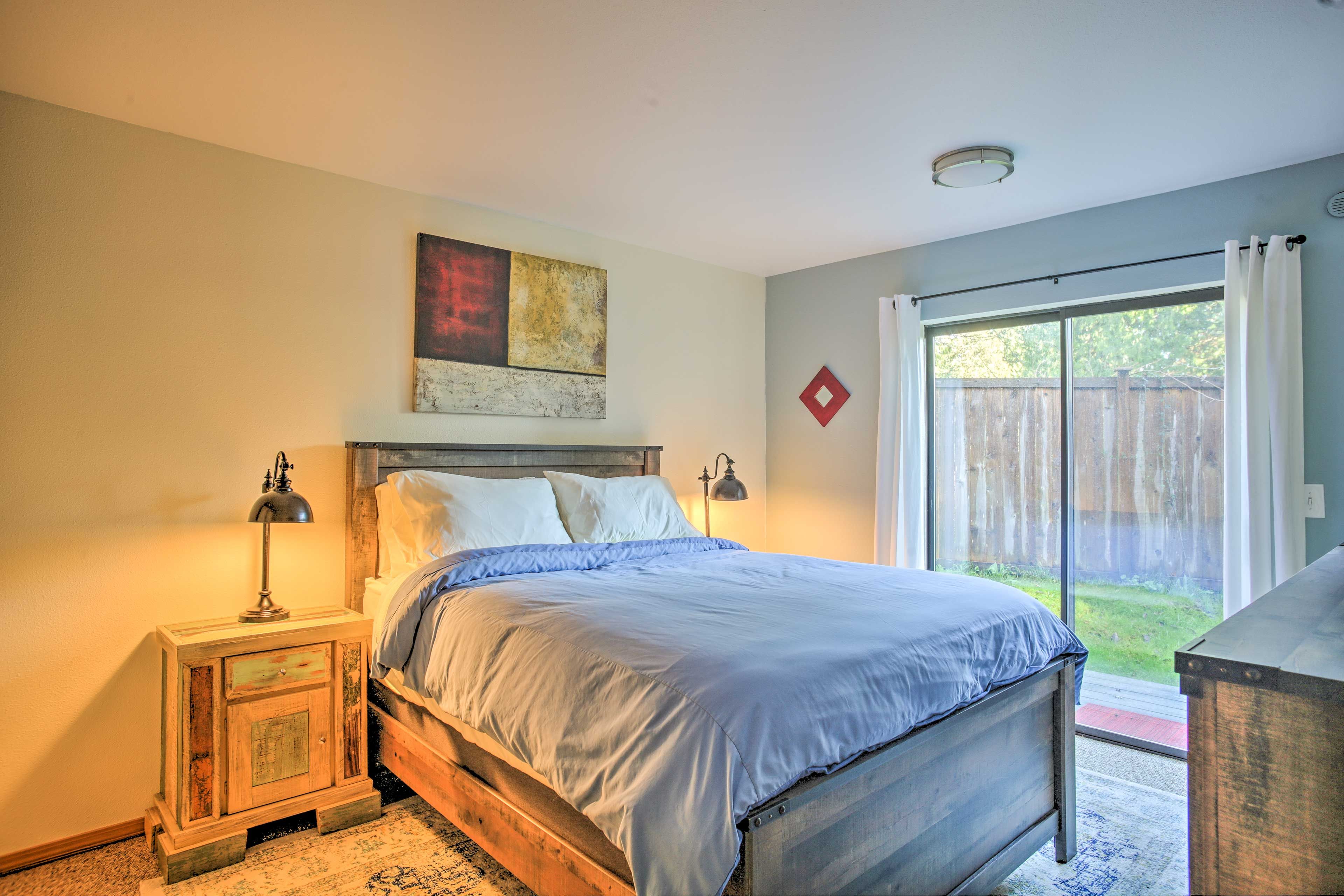Rest easy on the queen-sized bed in the main-floor bedroom.