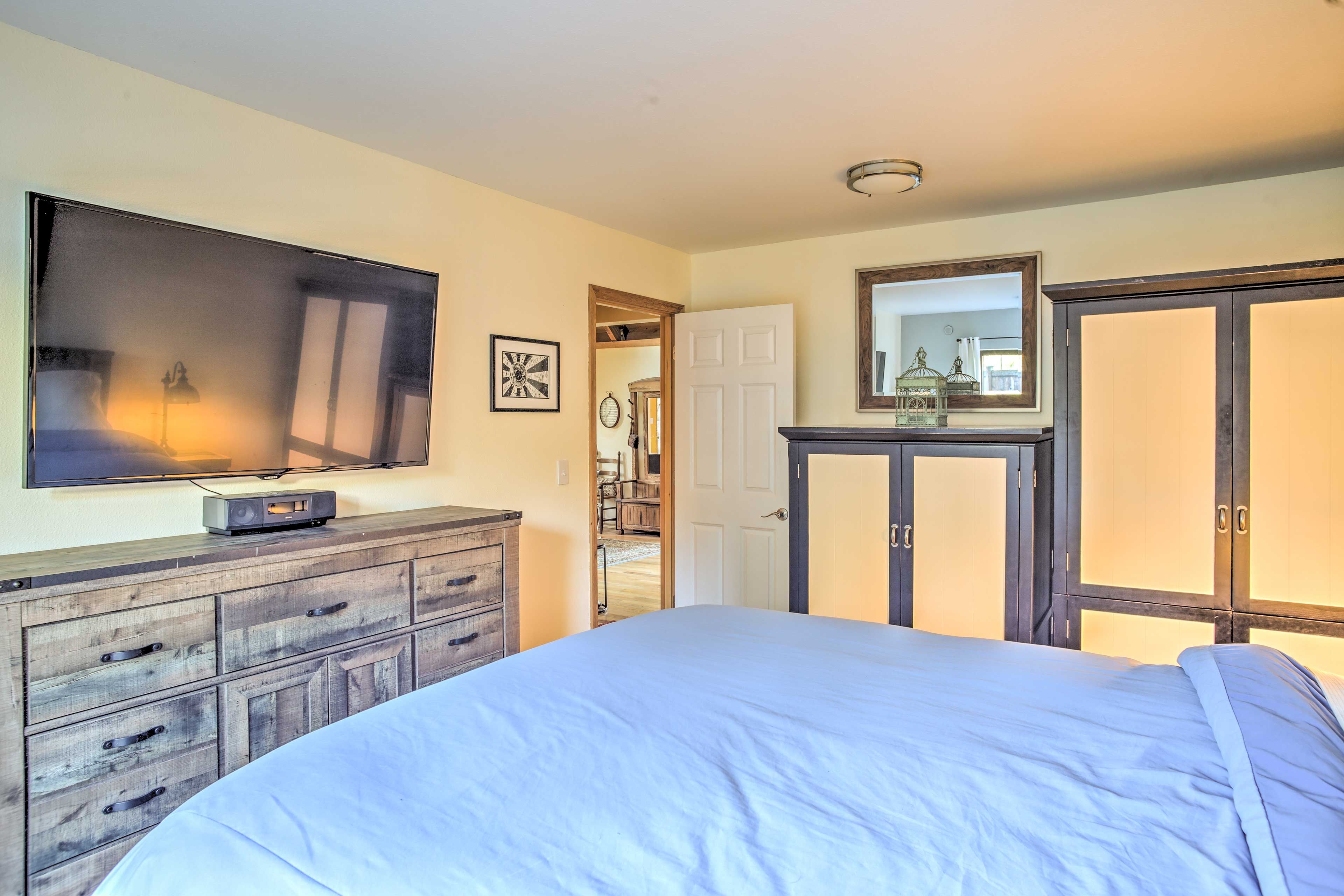 Watch the flat-screen Smart TV from under the covers.