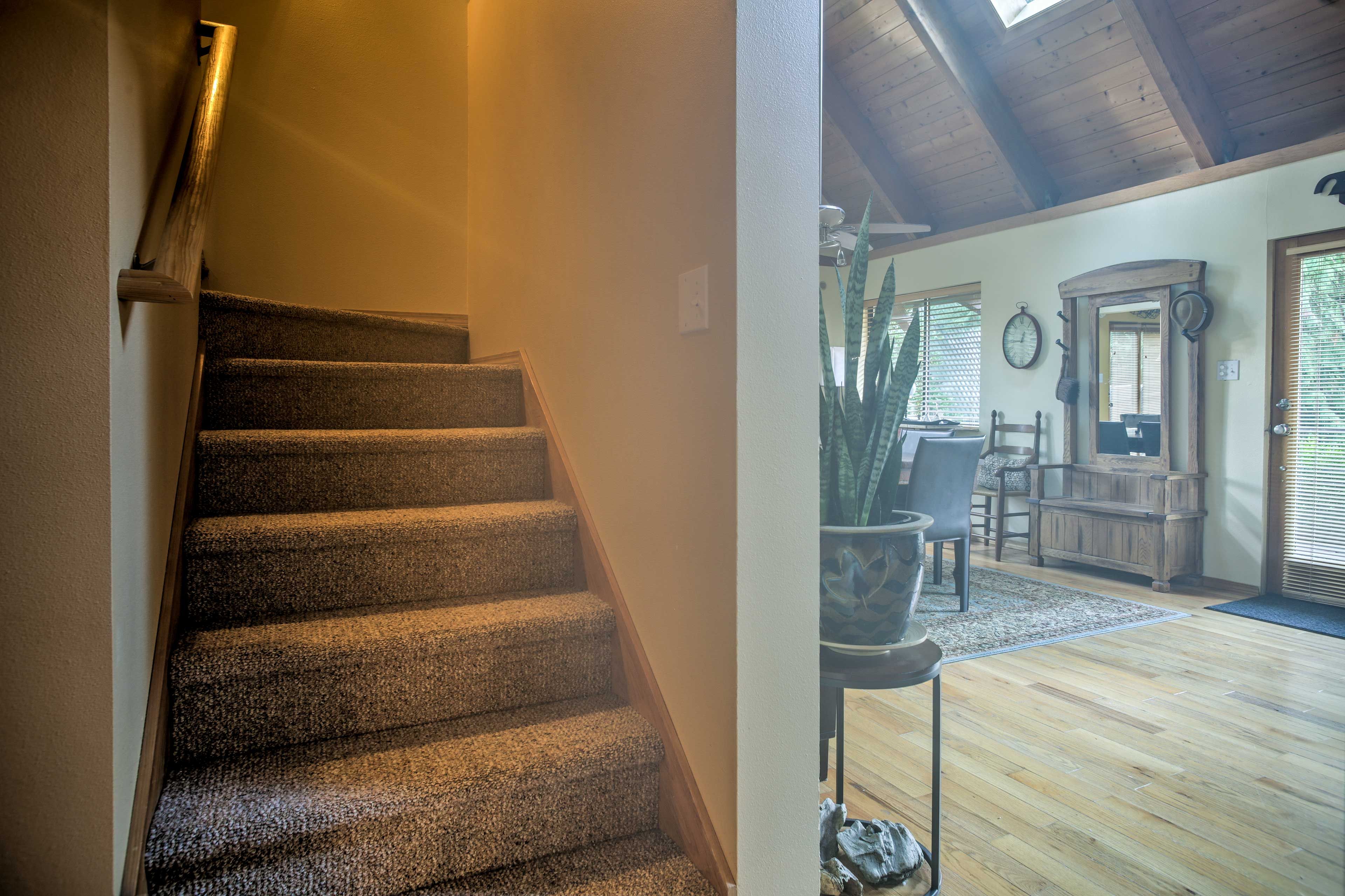 Follow the stairs up to the loft!