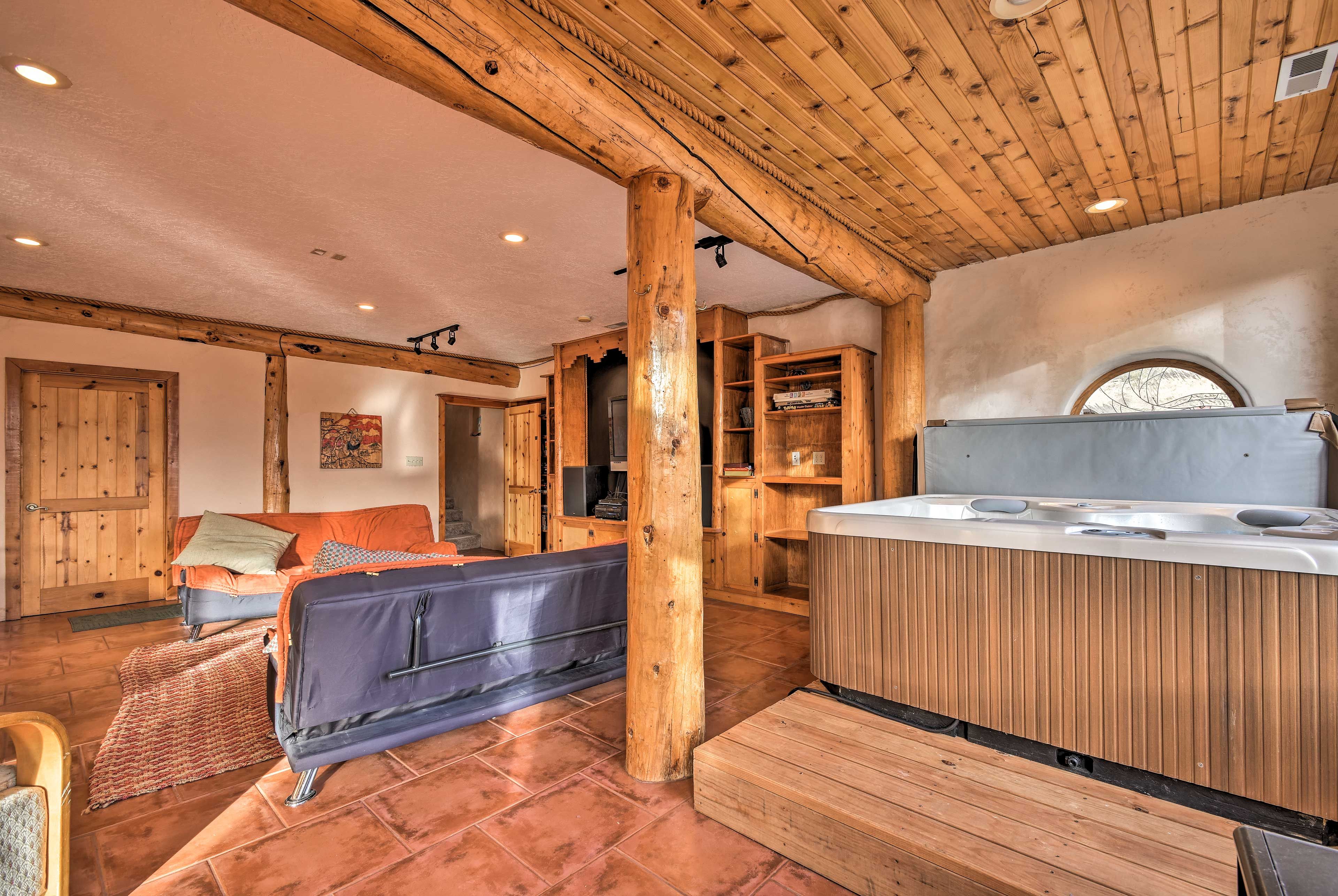 Enjoy a long soak in the indoor hot tub!
