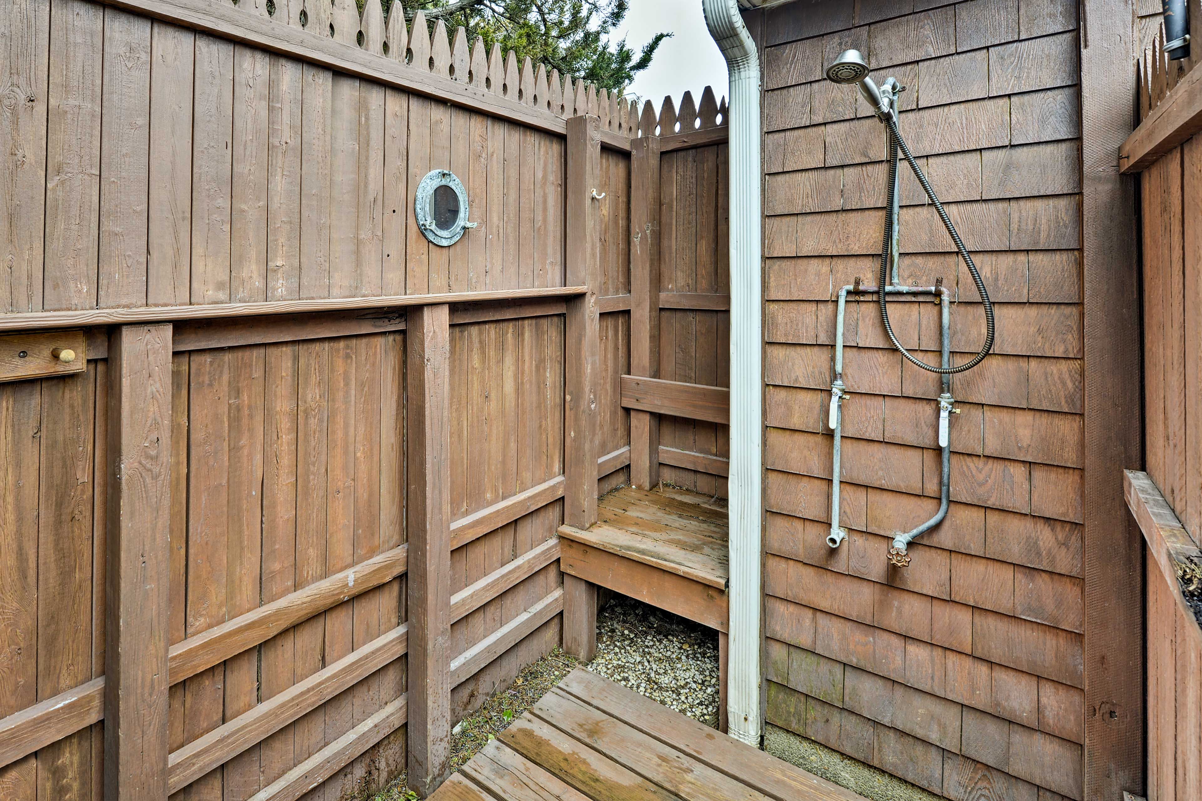 Keep sand at bay with the handy outdoor shower!
