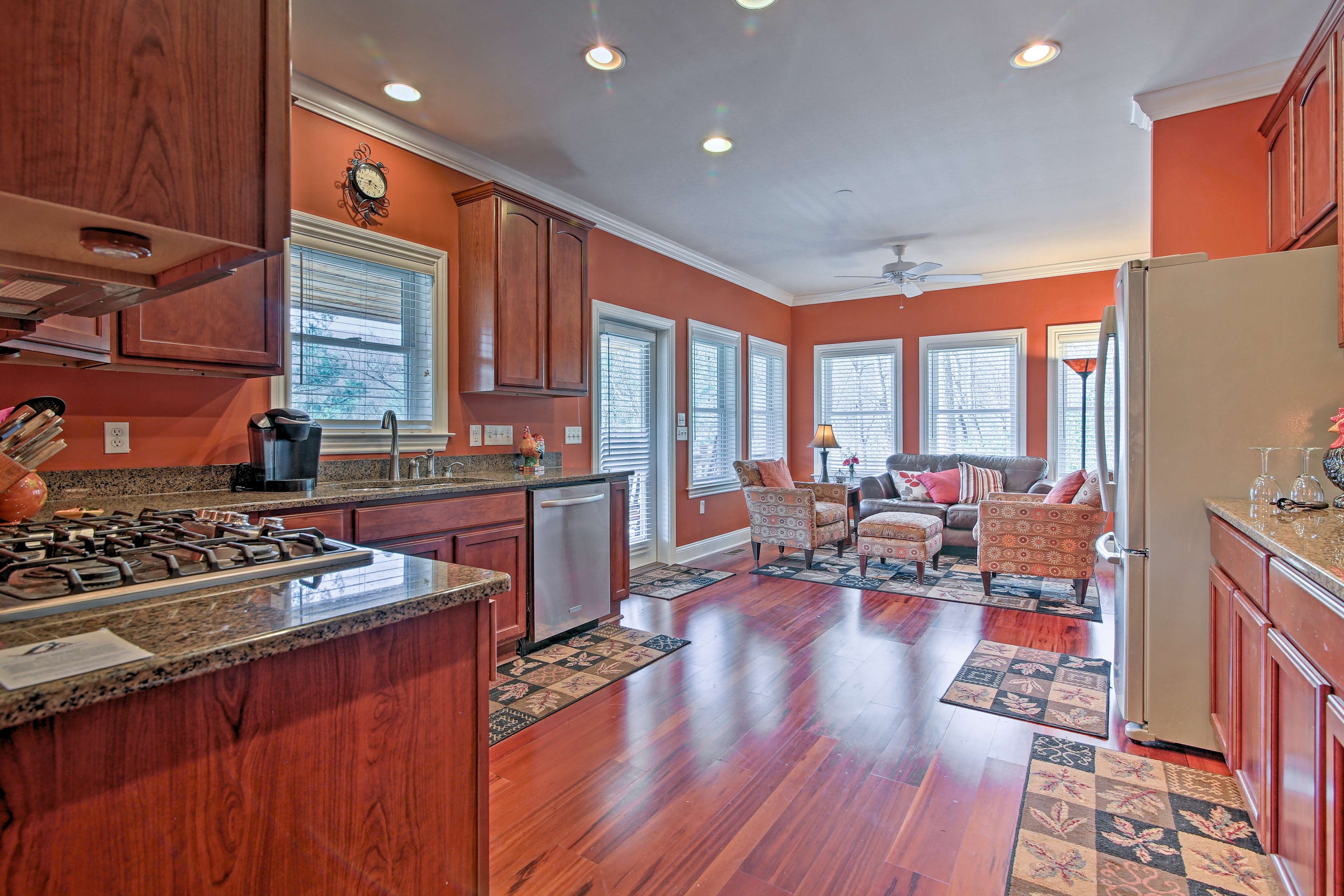 Step inside the spacious, fully equipped kitchen.