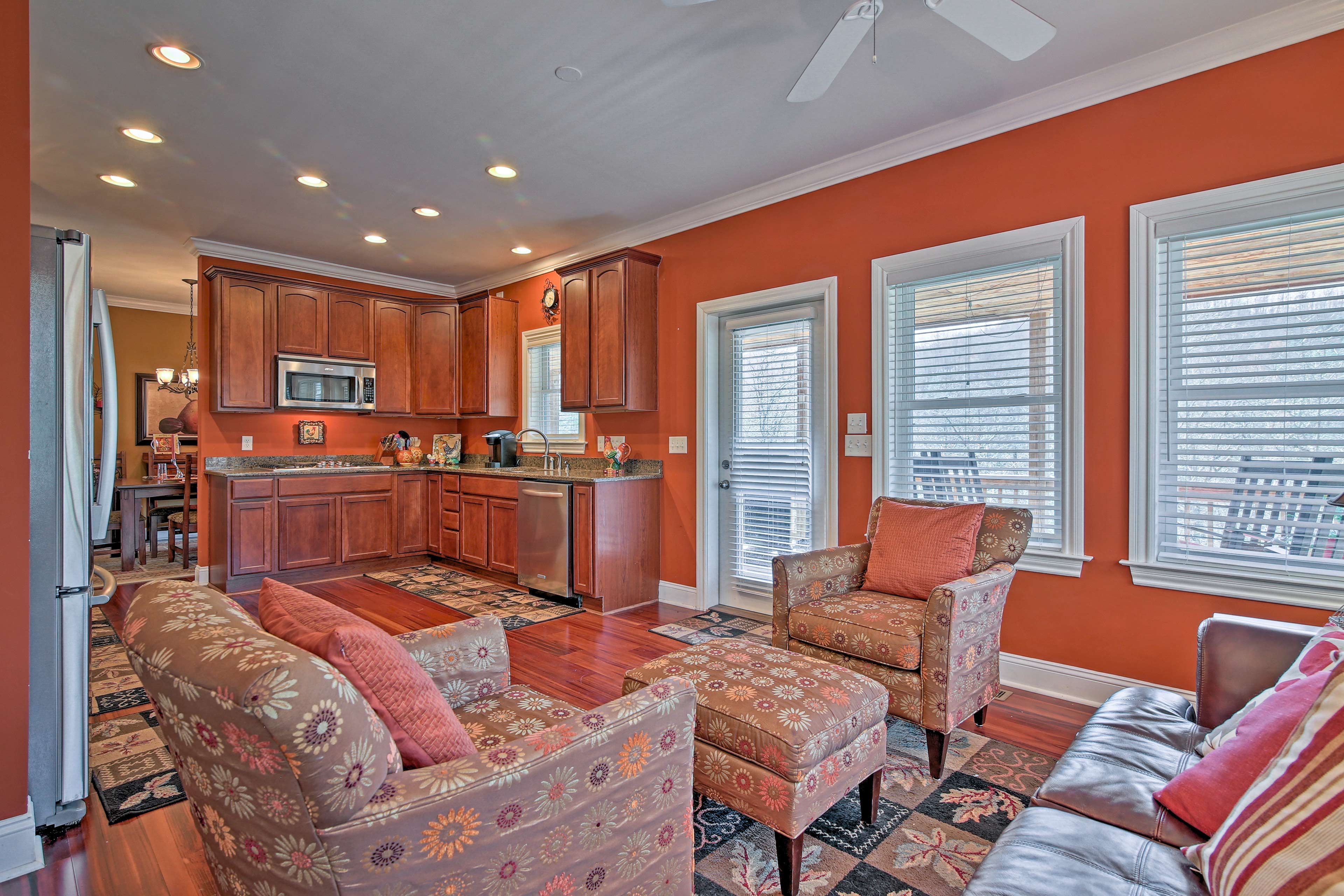 Tones of red set the mood for your dining experience.