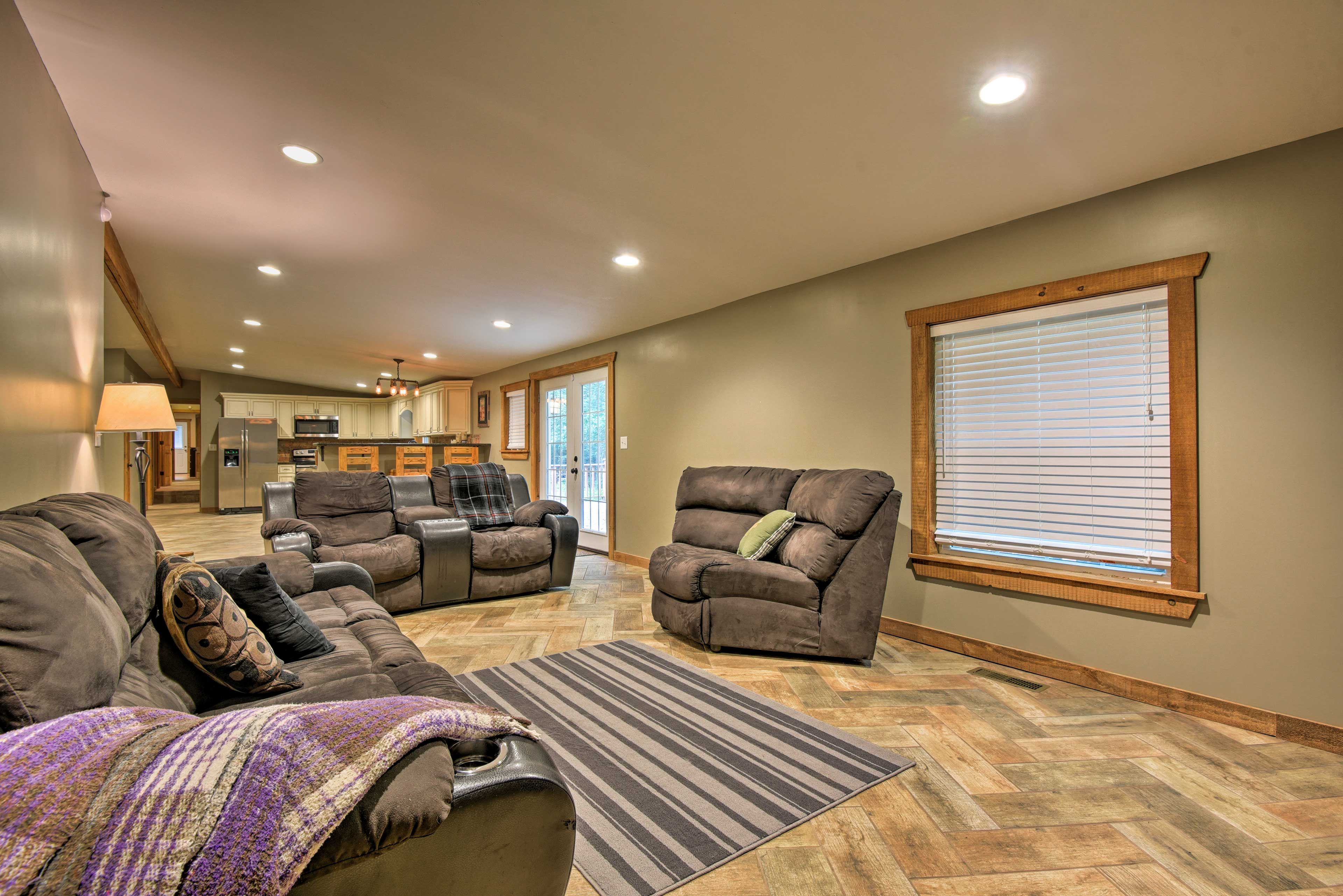 Get cozy on the plush sofas.