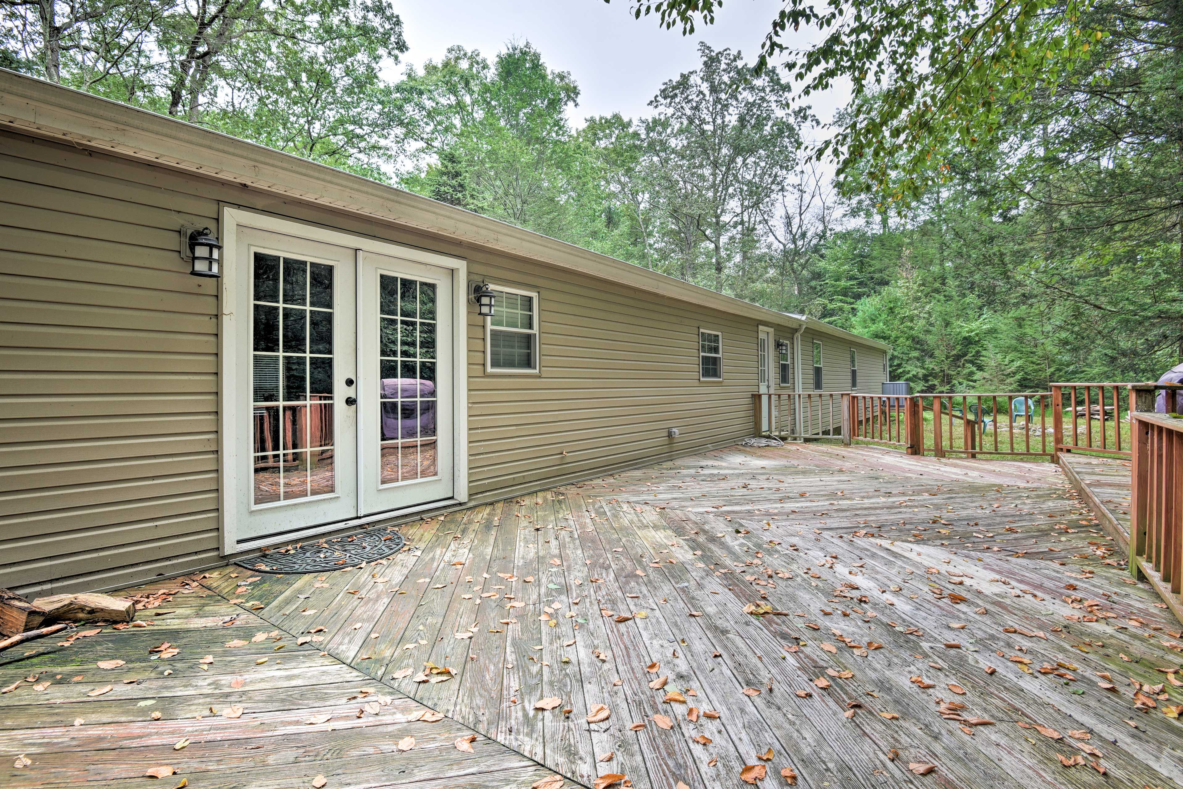 Get fresh air on the large deck.