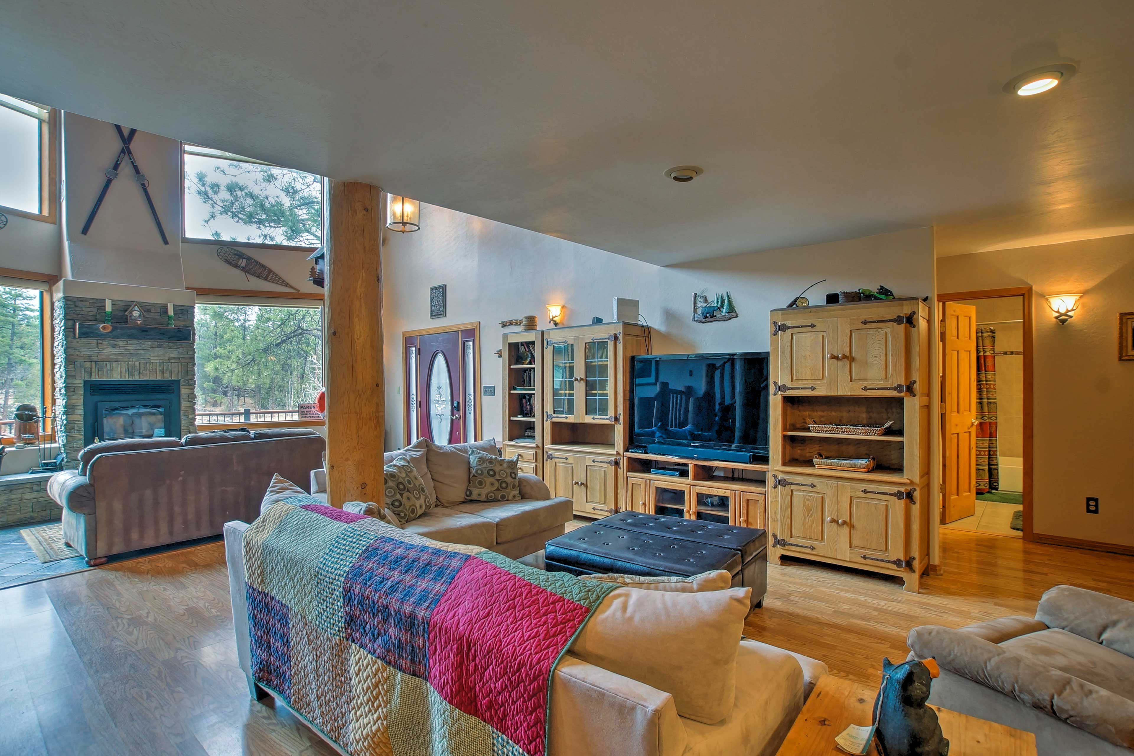 This vacation rental cabin boasts nearly 4,000 square feet of living space.