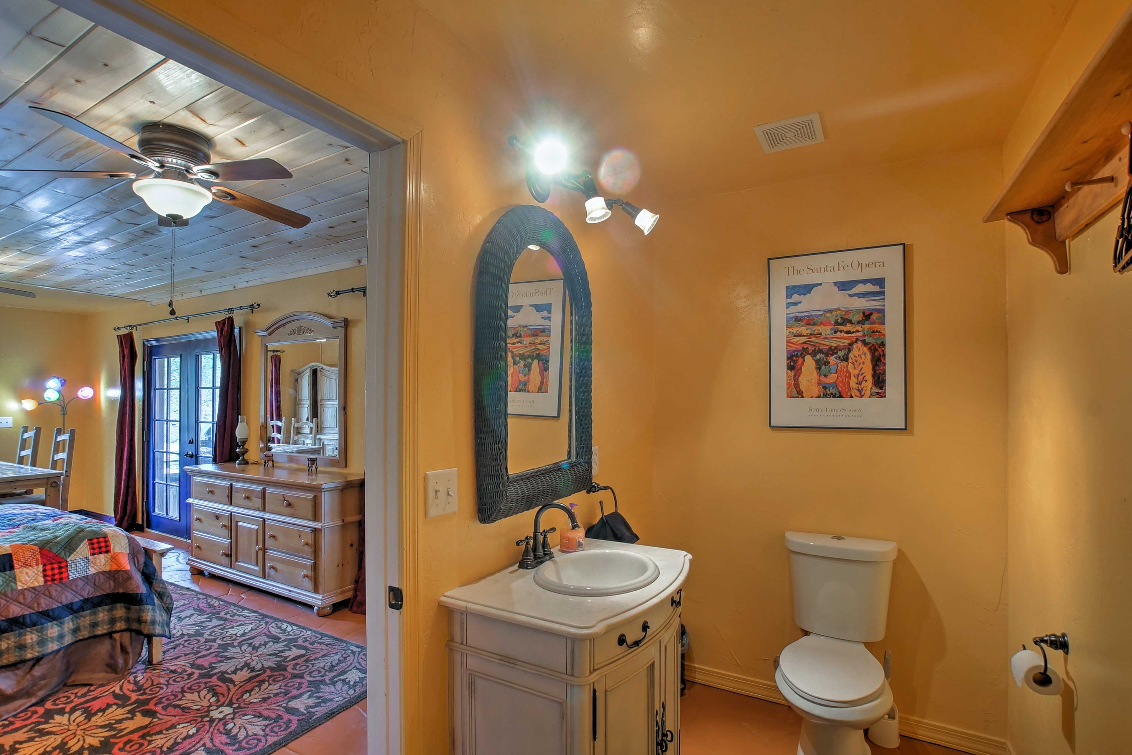 There’s also a half bathroom for added convenience.