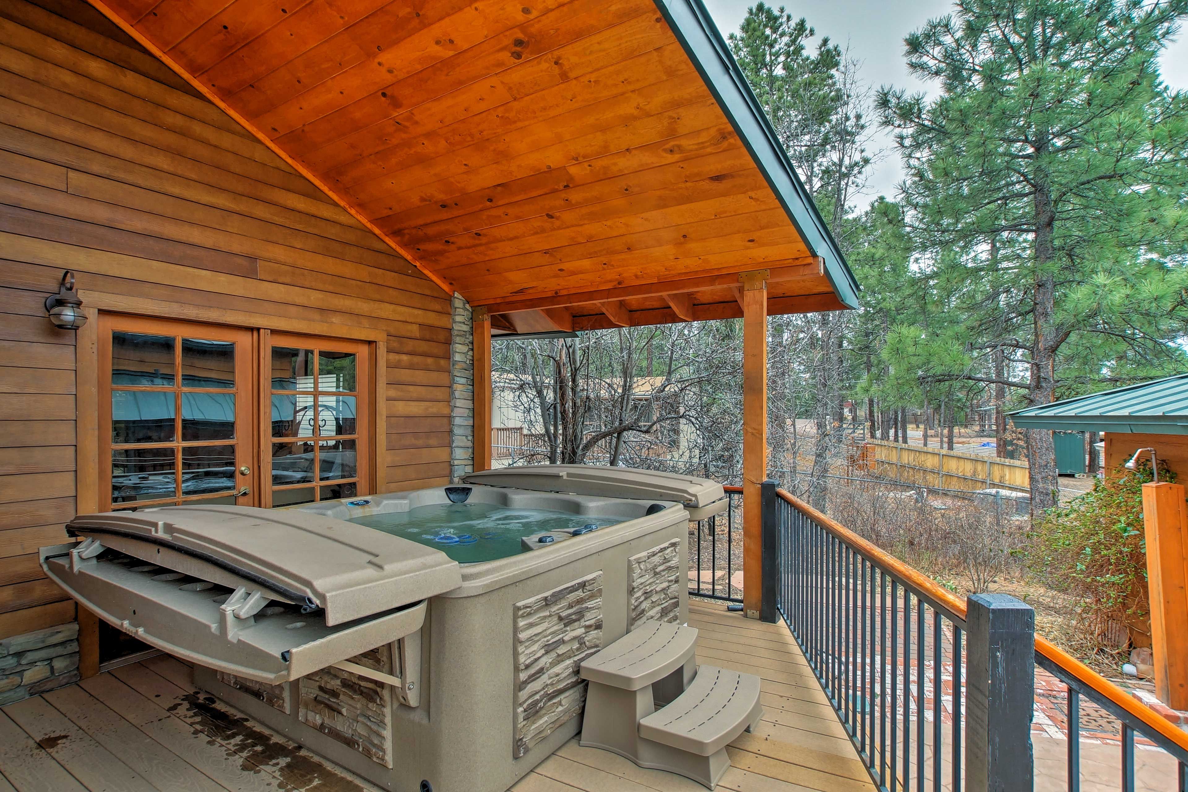 Evenings are well spent in the private hot tub.