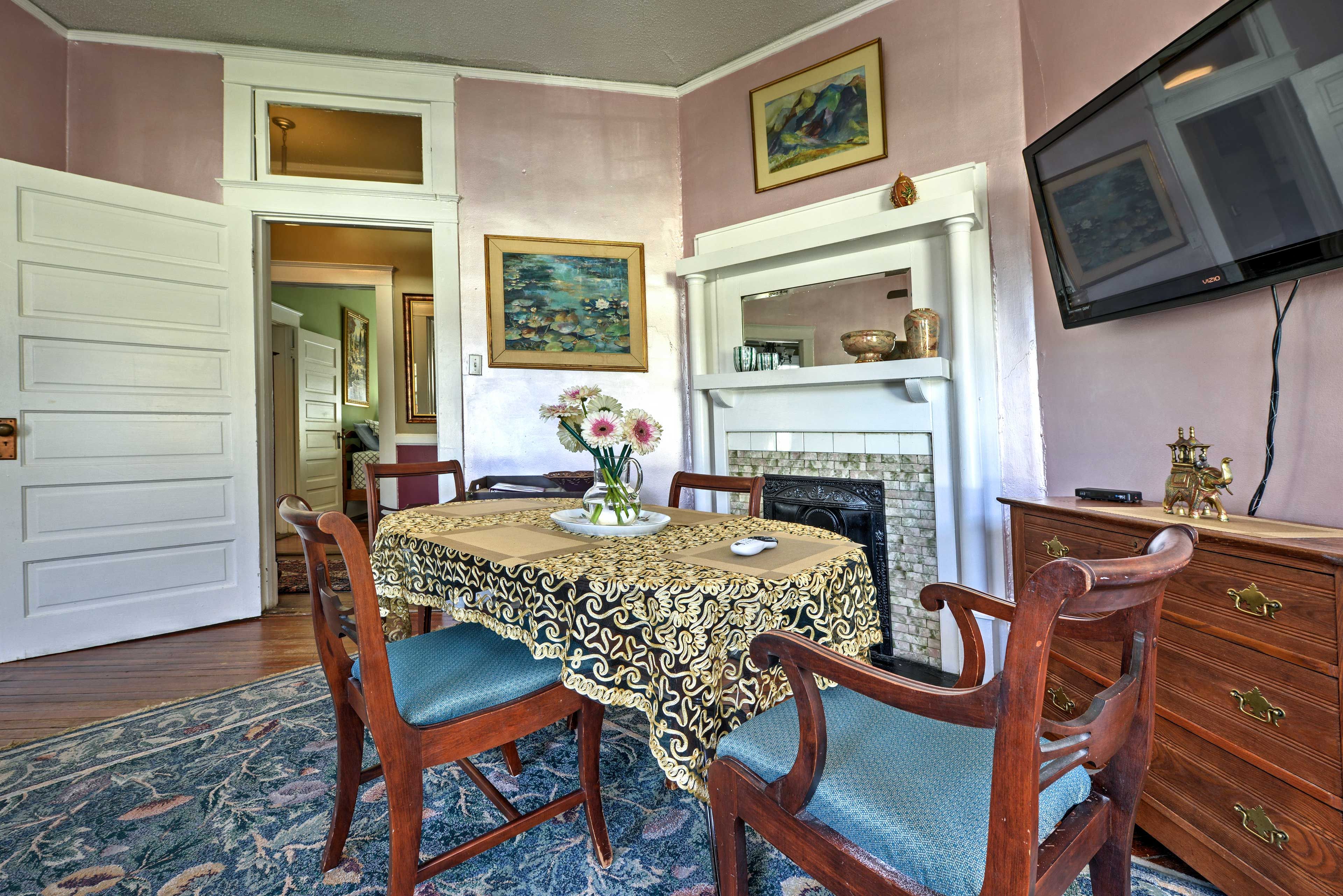 Share meals at the elegant 4-person table.
