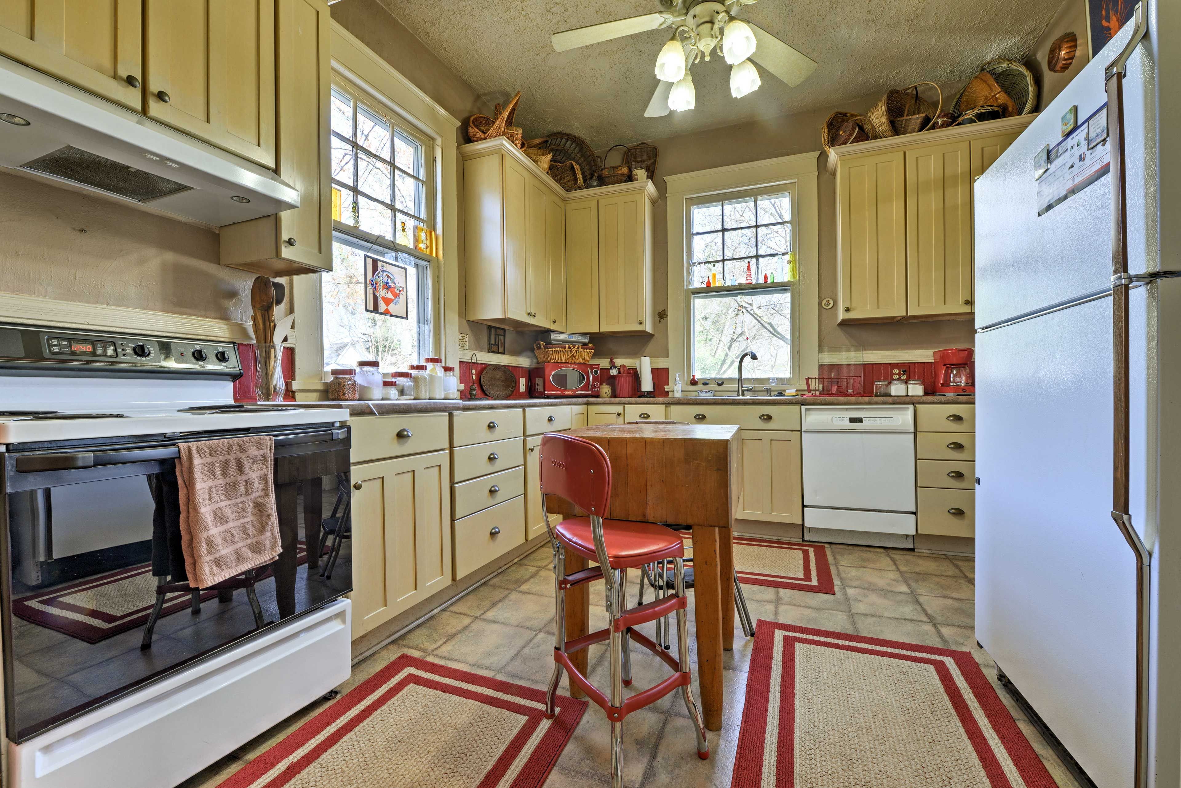 Find ample counter space in the fully equipped kitchen.