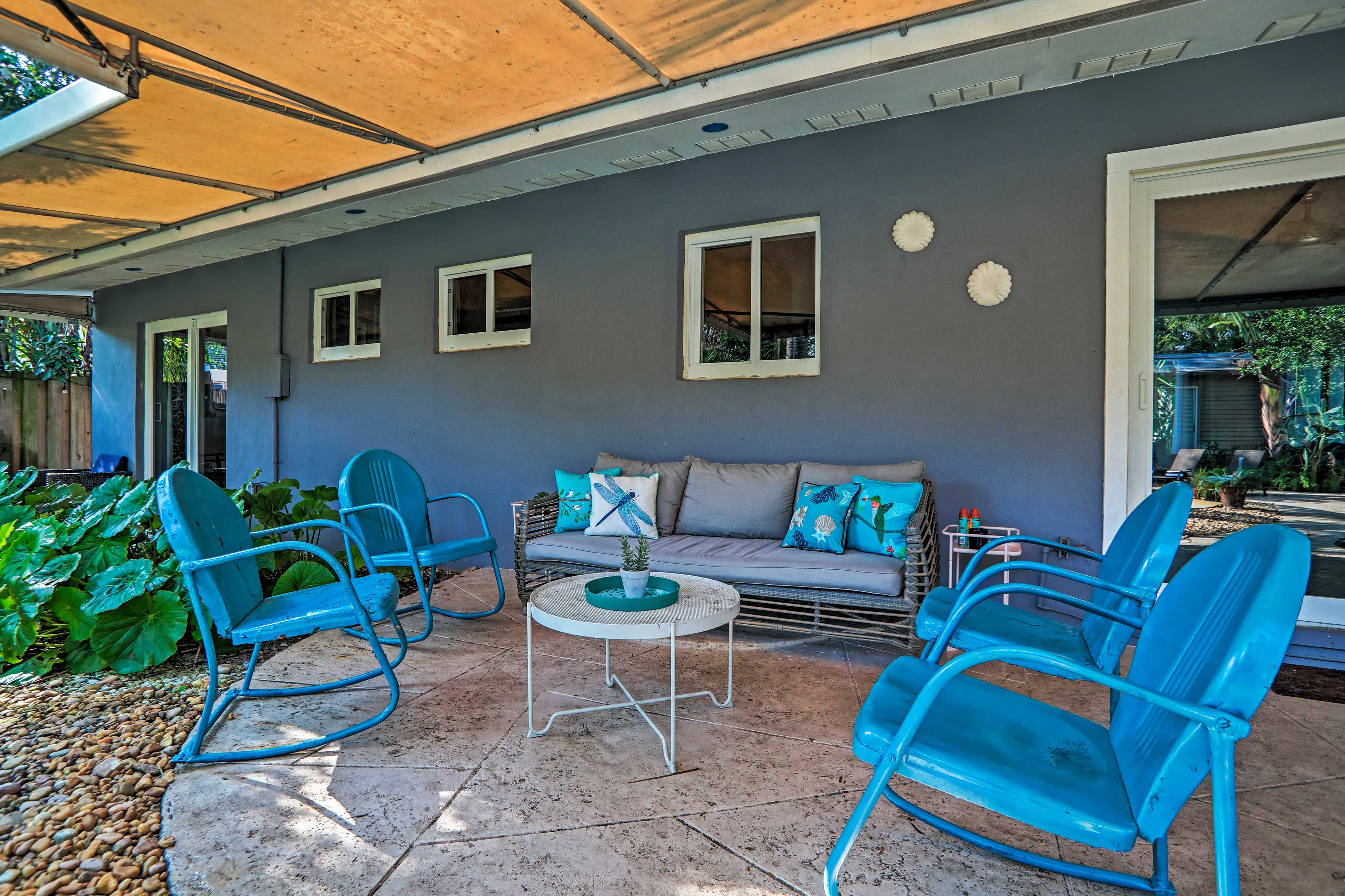 Catch some shade on the covered patio.