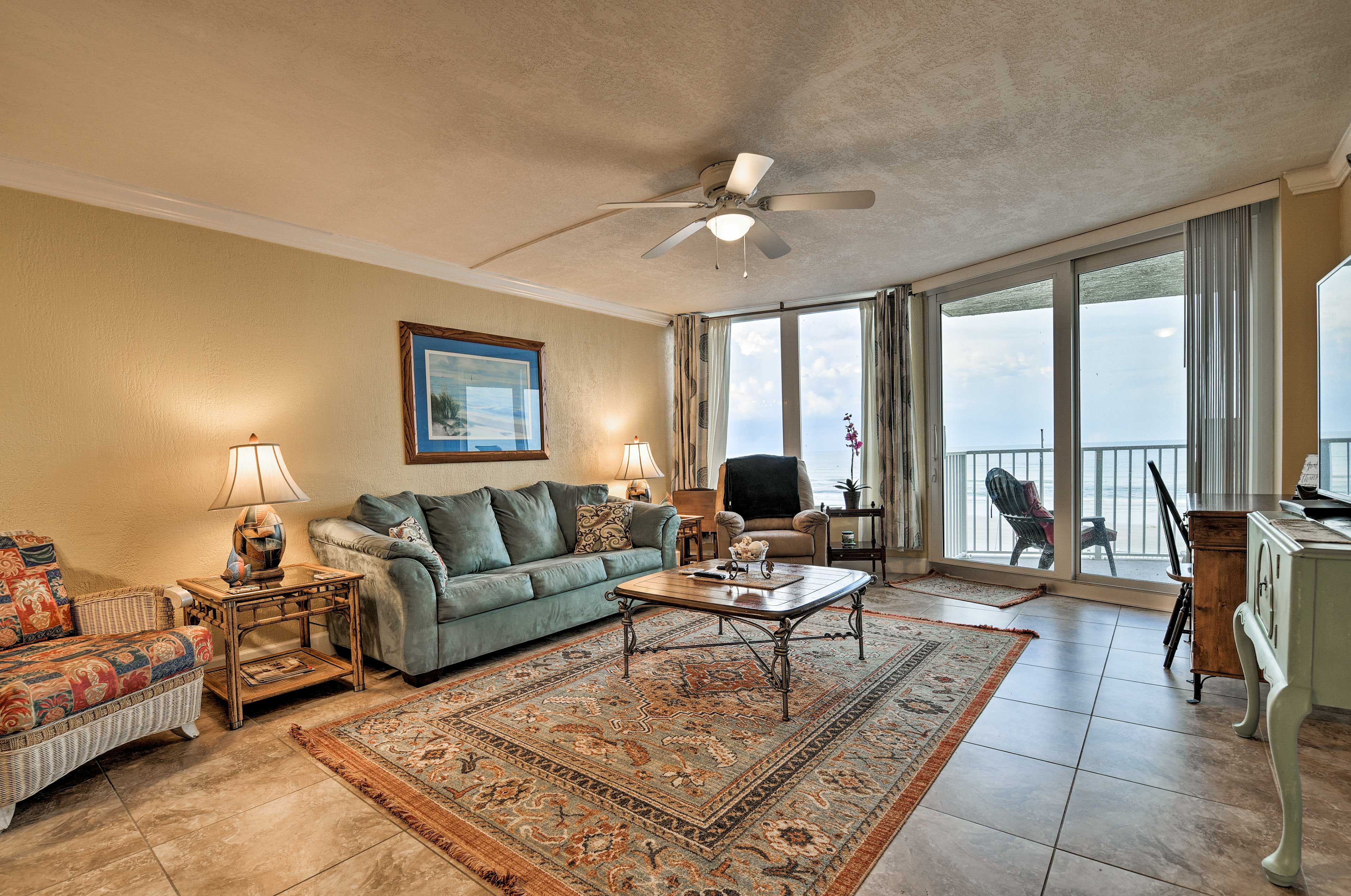 Escape the sun in this light and breezy fully furnished condo.
