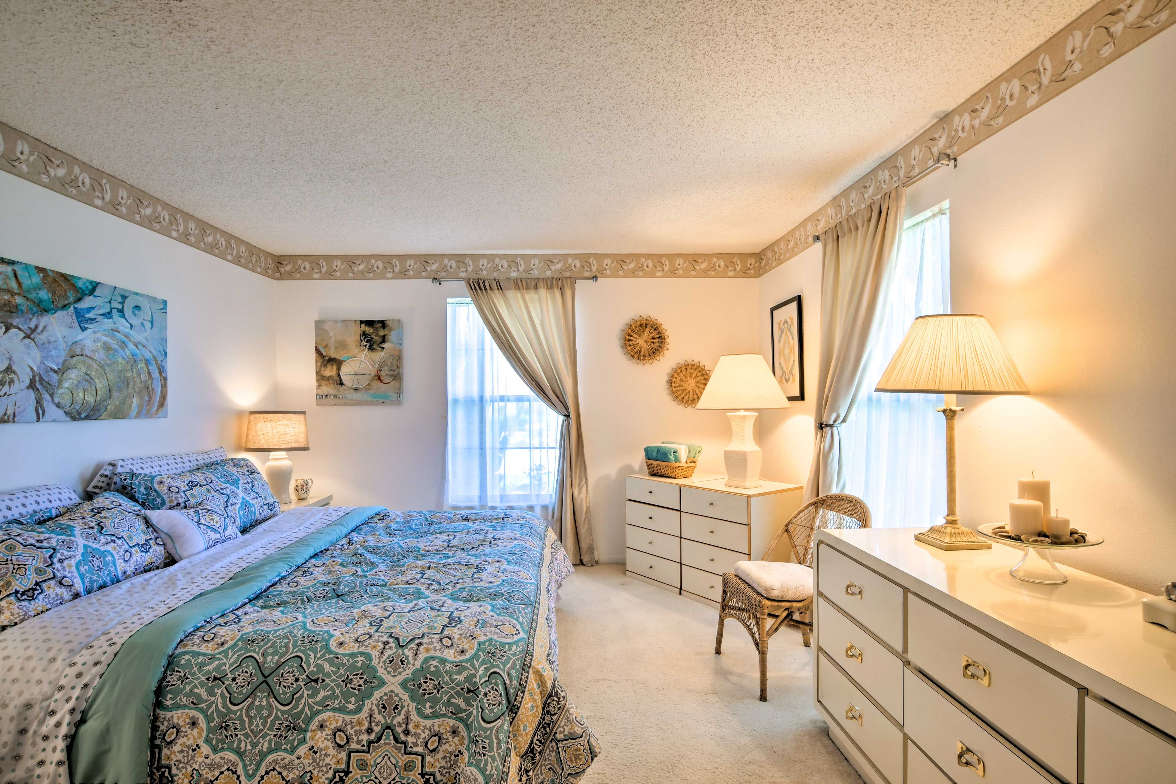 A queen bed makes up this second bedroom.