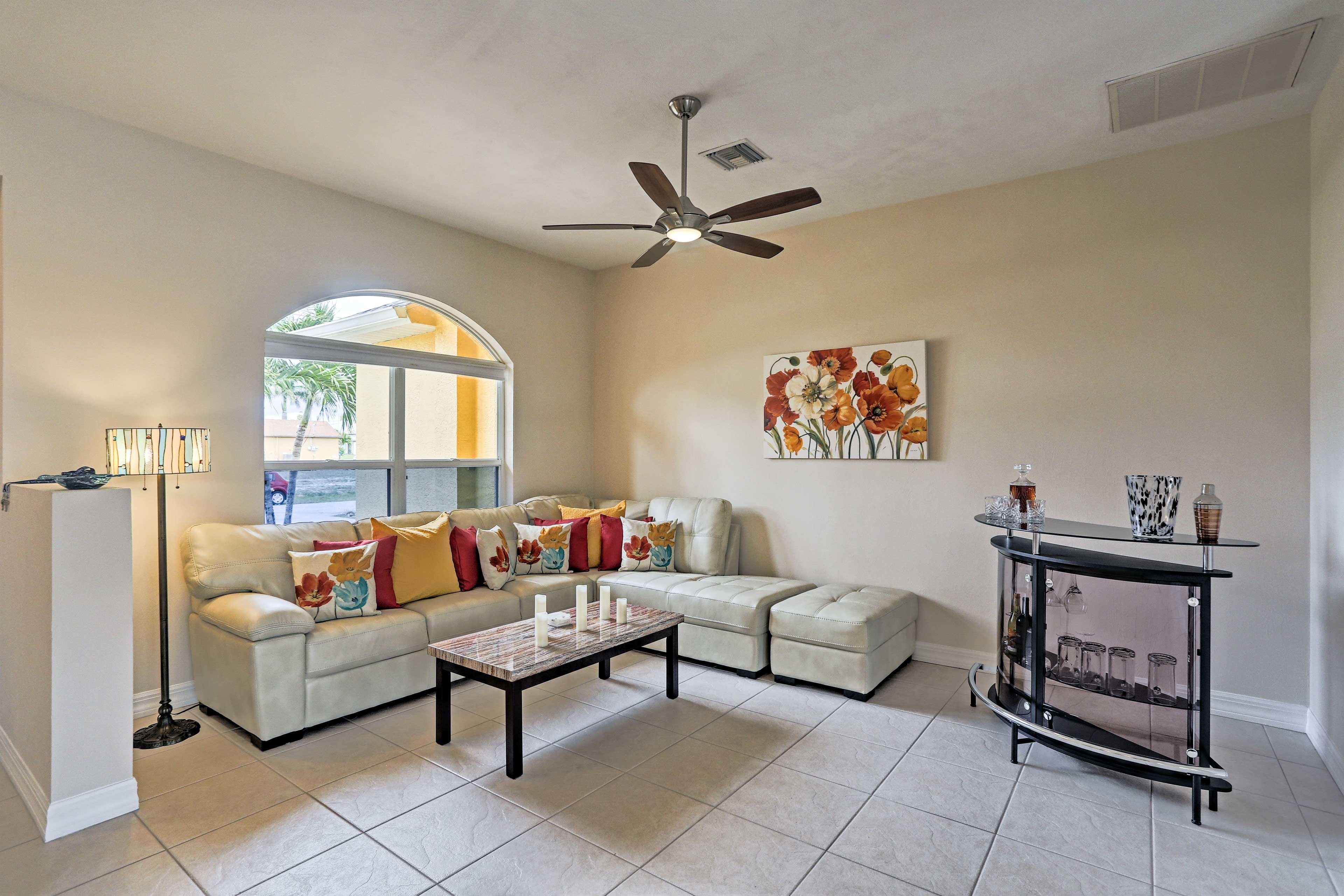 Brand new interior furnishings enhance the polished look of the property.