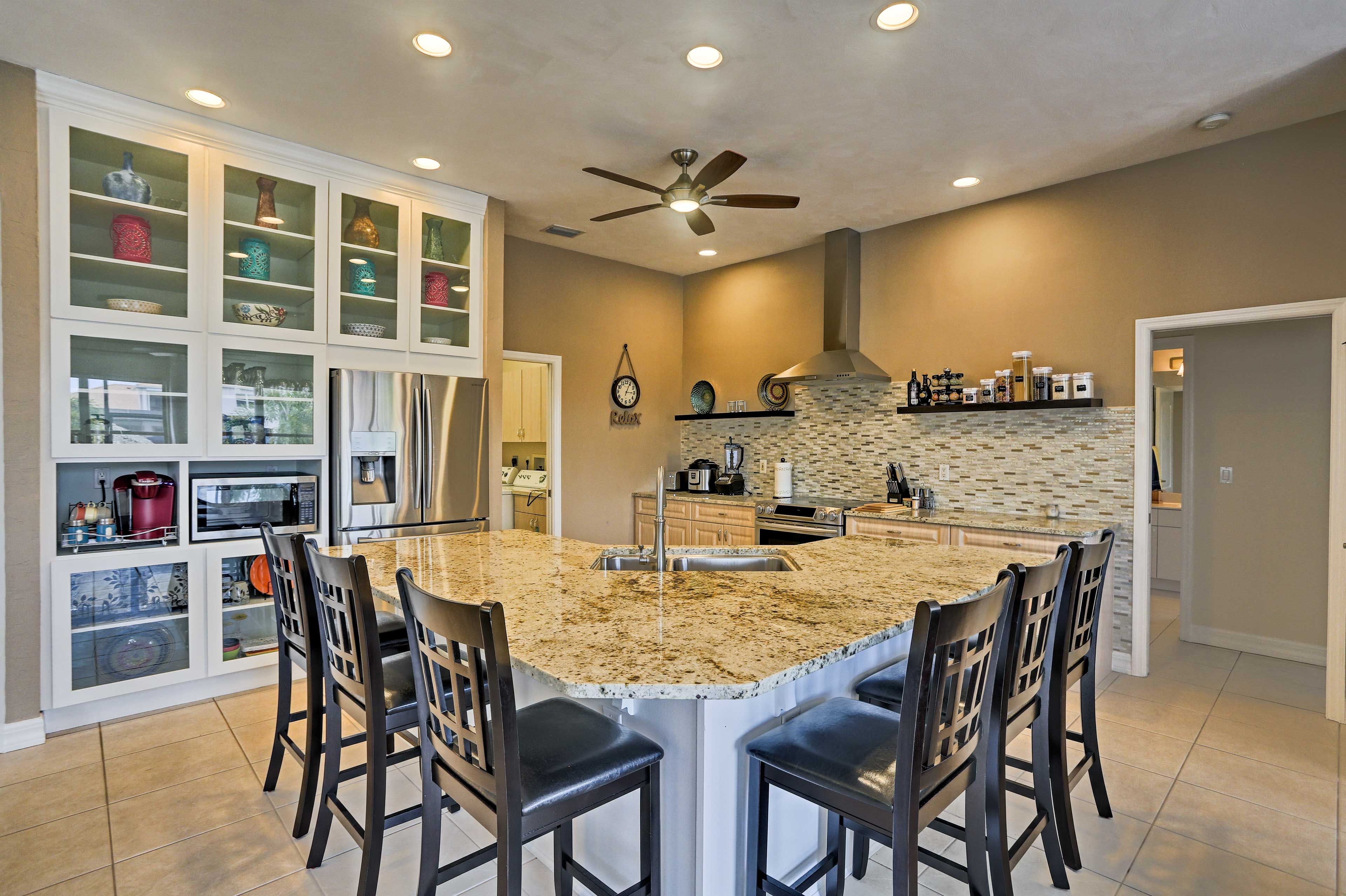 Designed to impress, the fully equipped kitchen is a designated chef’s dream.