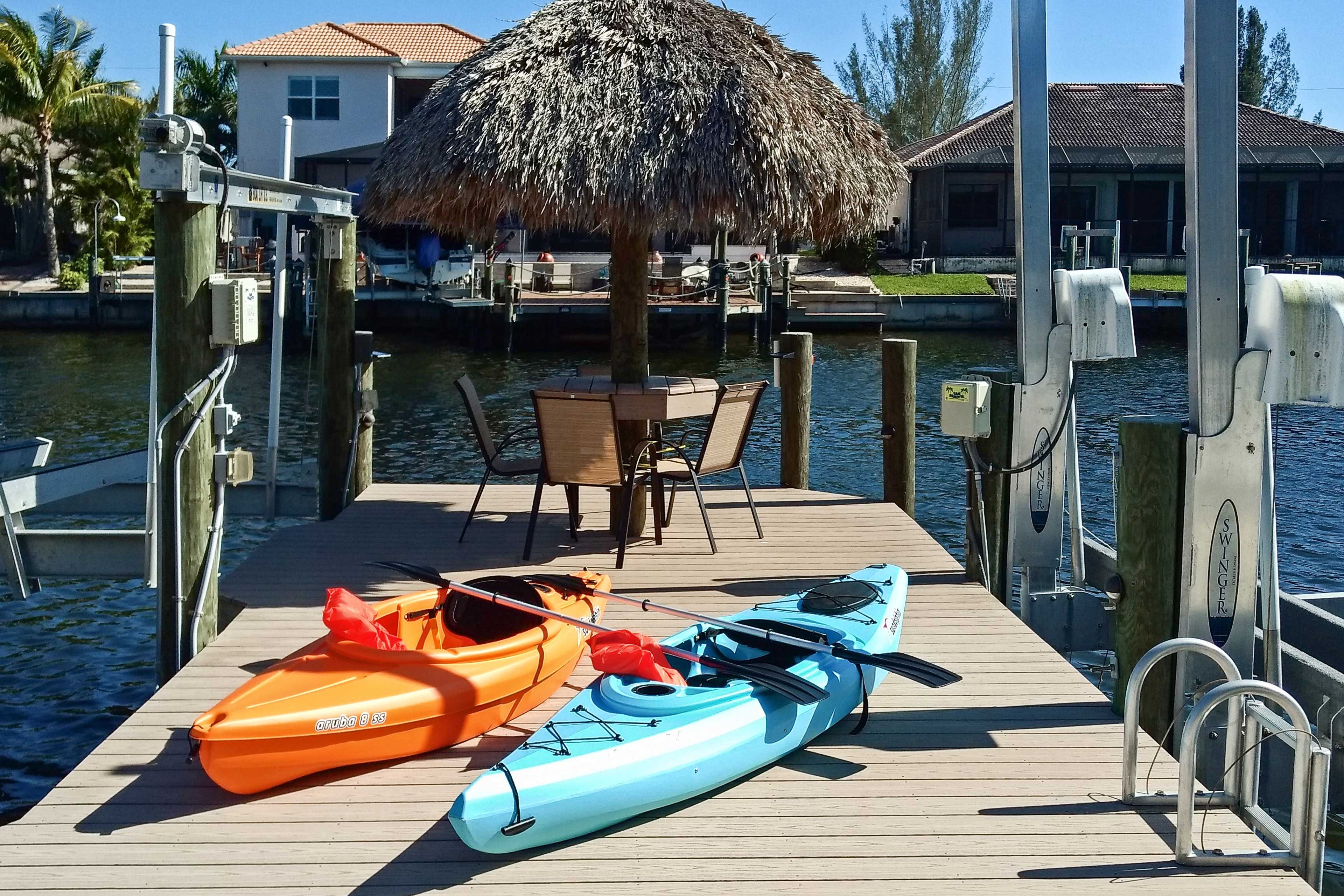 Cruise the canal in one of the provided kayaks!