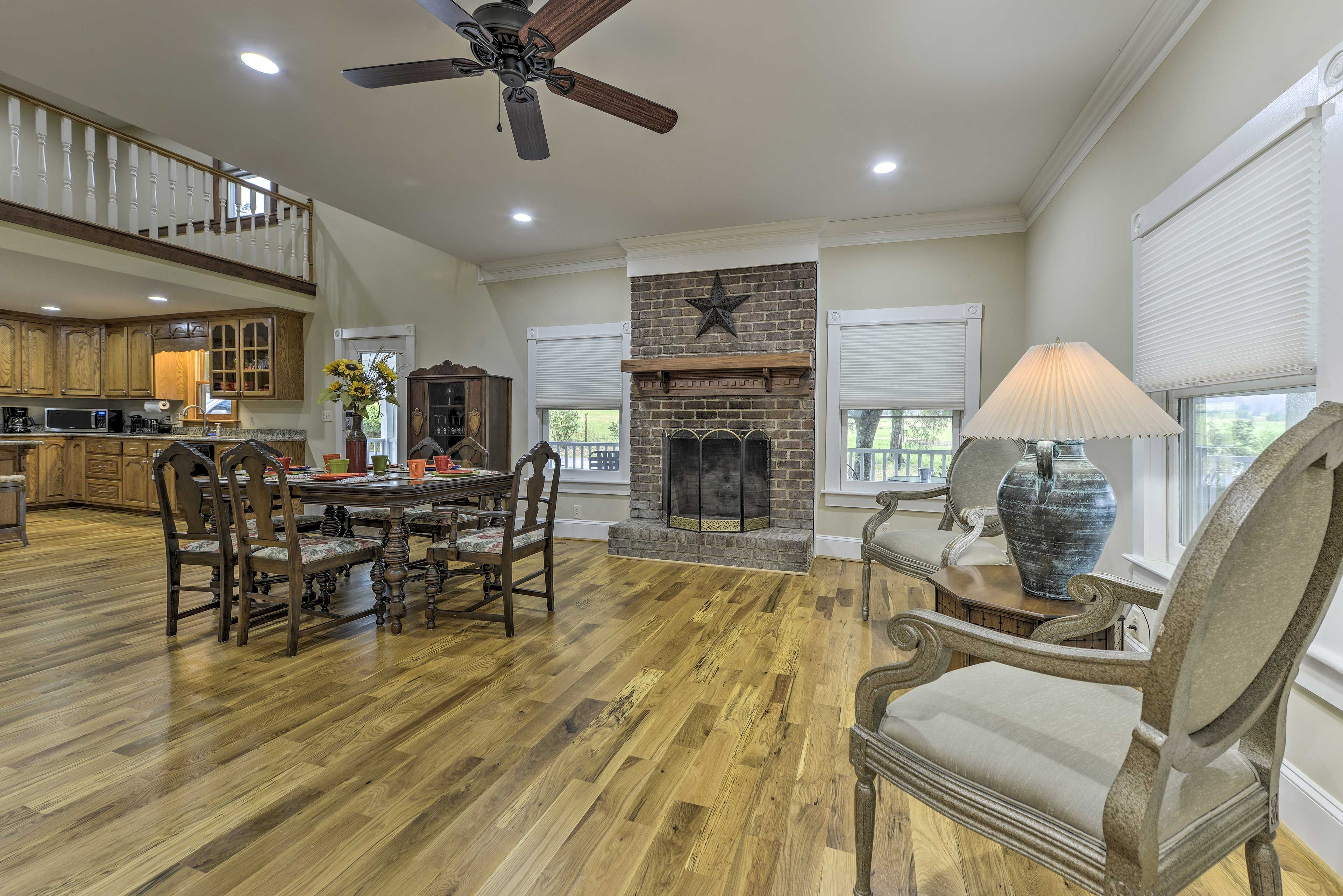 Living Room | Dining Area | Decorative Fireplace