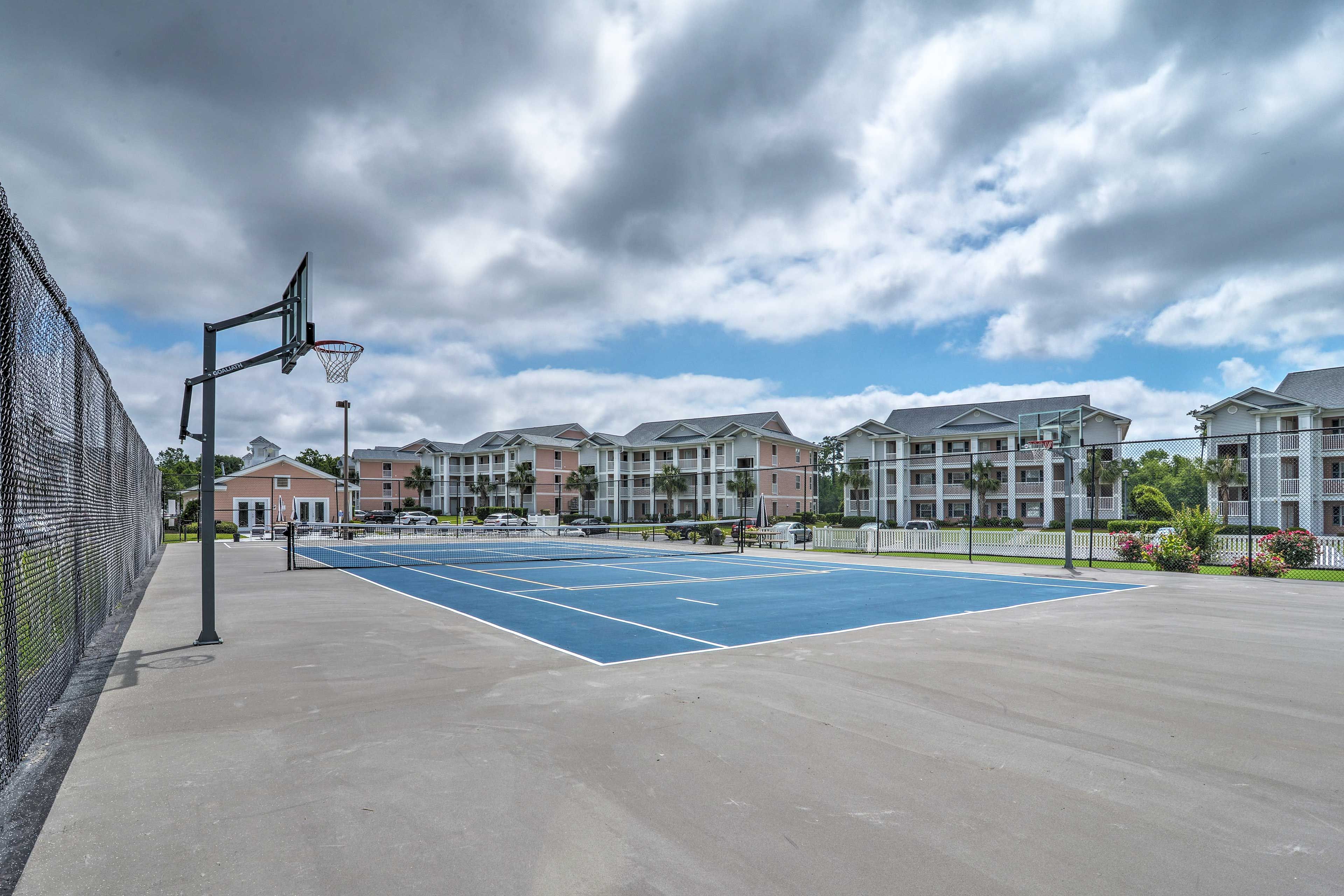 There's also basketball hoops for more fun.