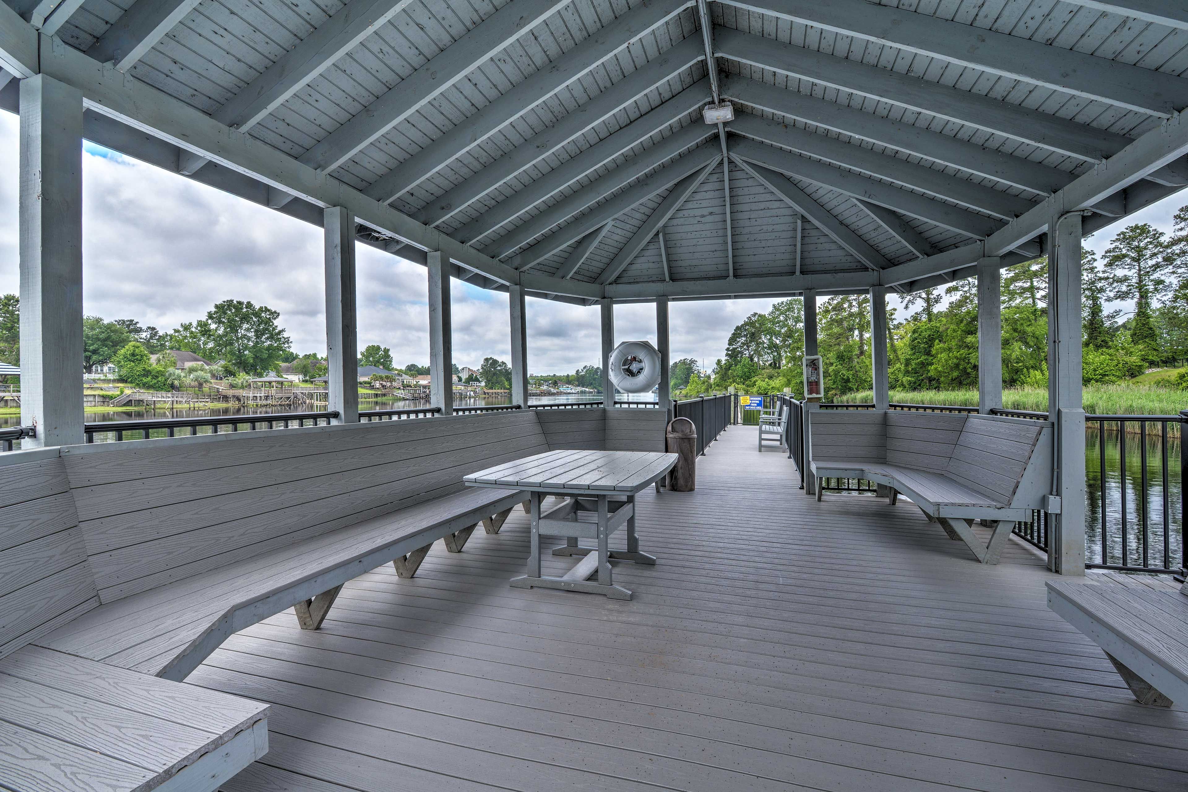 Enjoy watching the water sway from the gazebo.