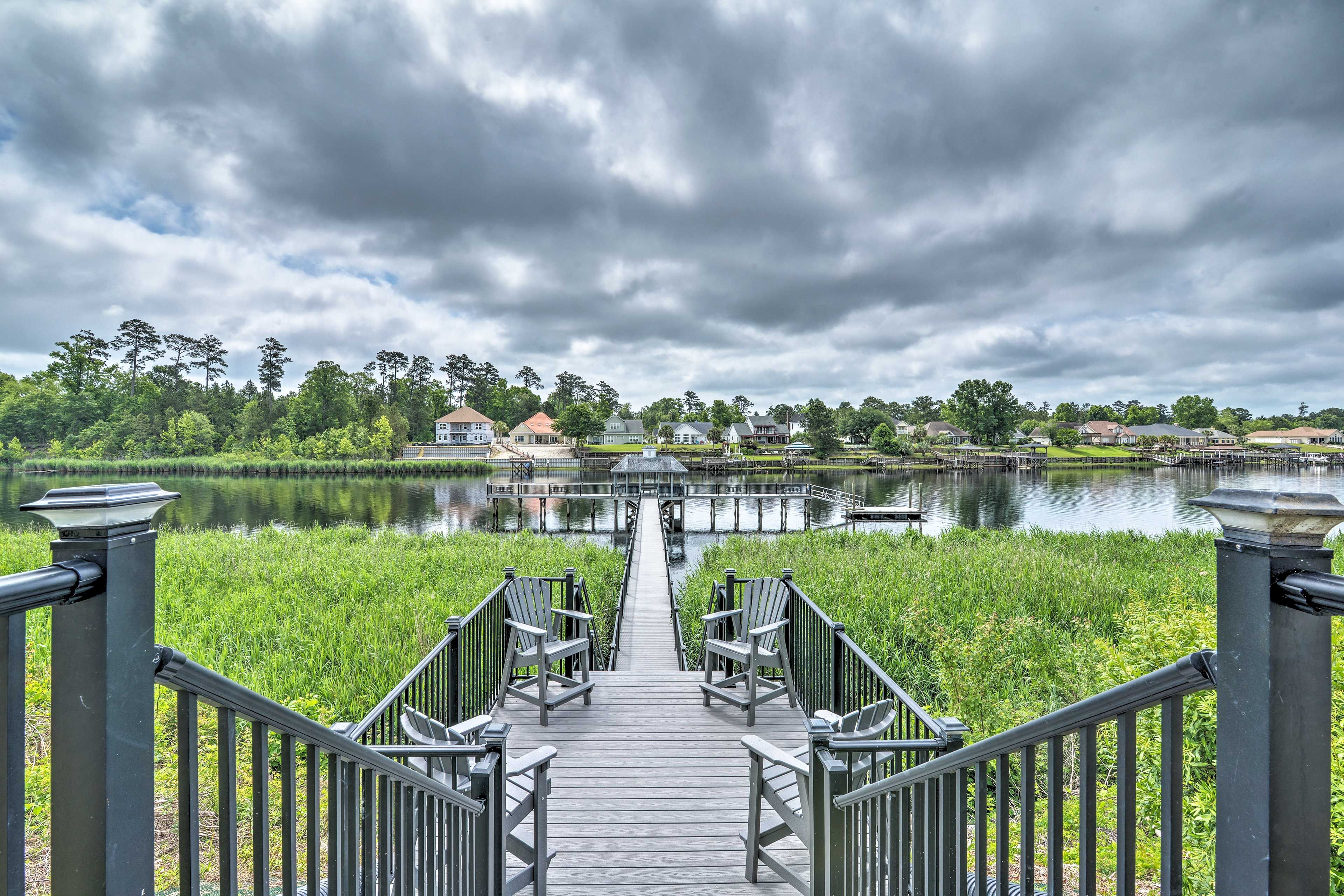 Watch the turtles and ducks from the gazebo or fish in the pond.