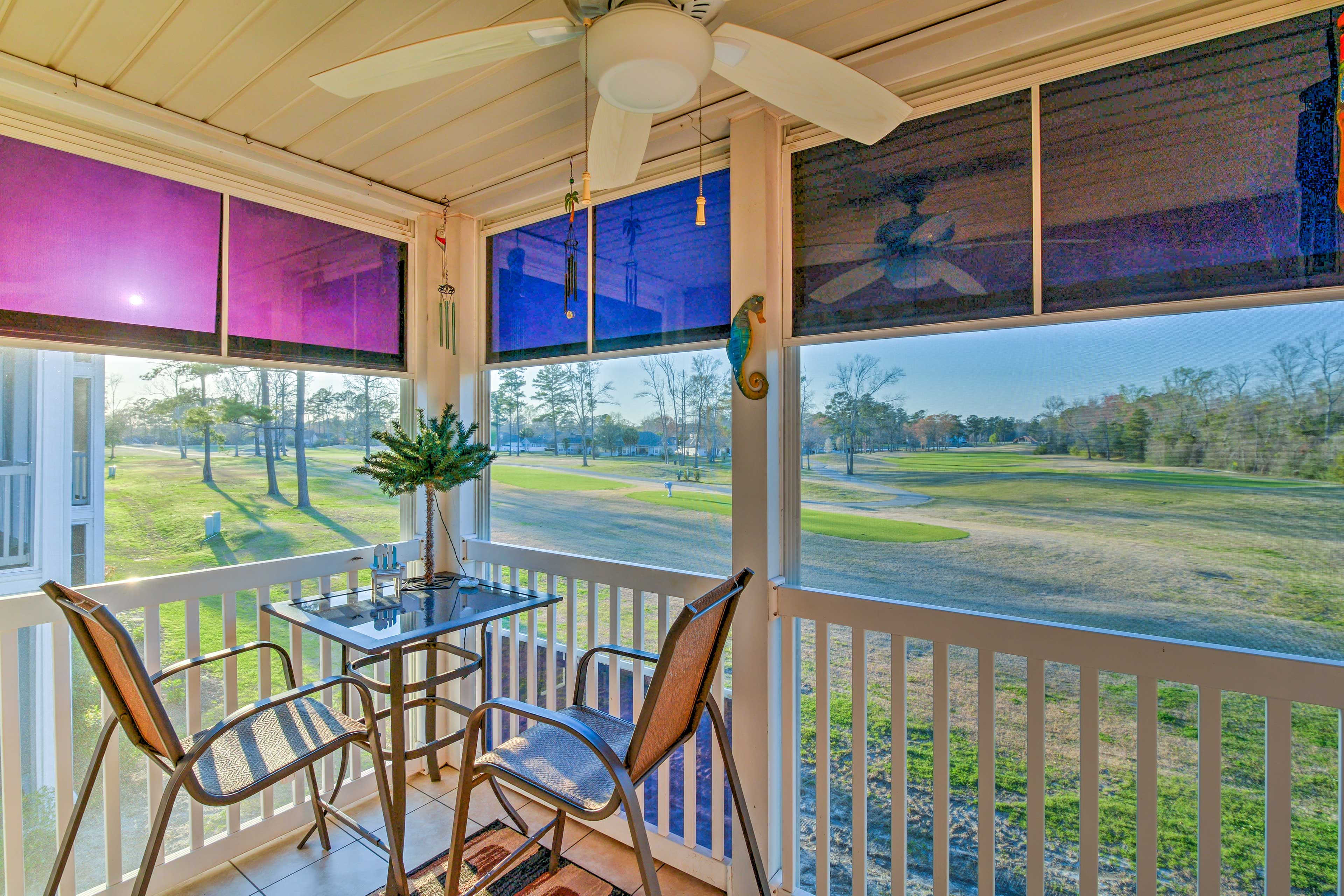 This 2-bedroom, 2-bathroom home sits right on the River Oaks Golf Course.