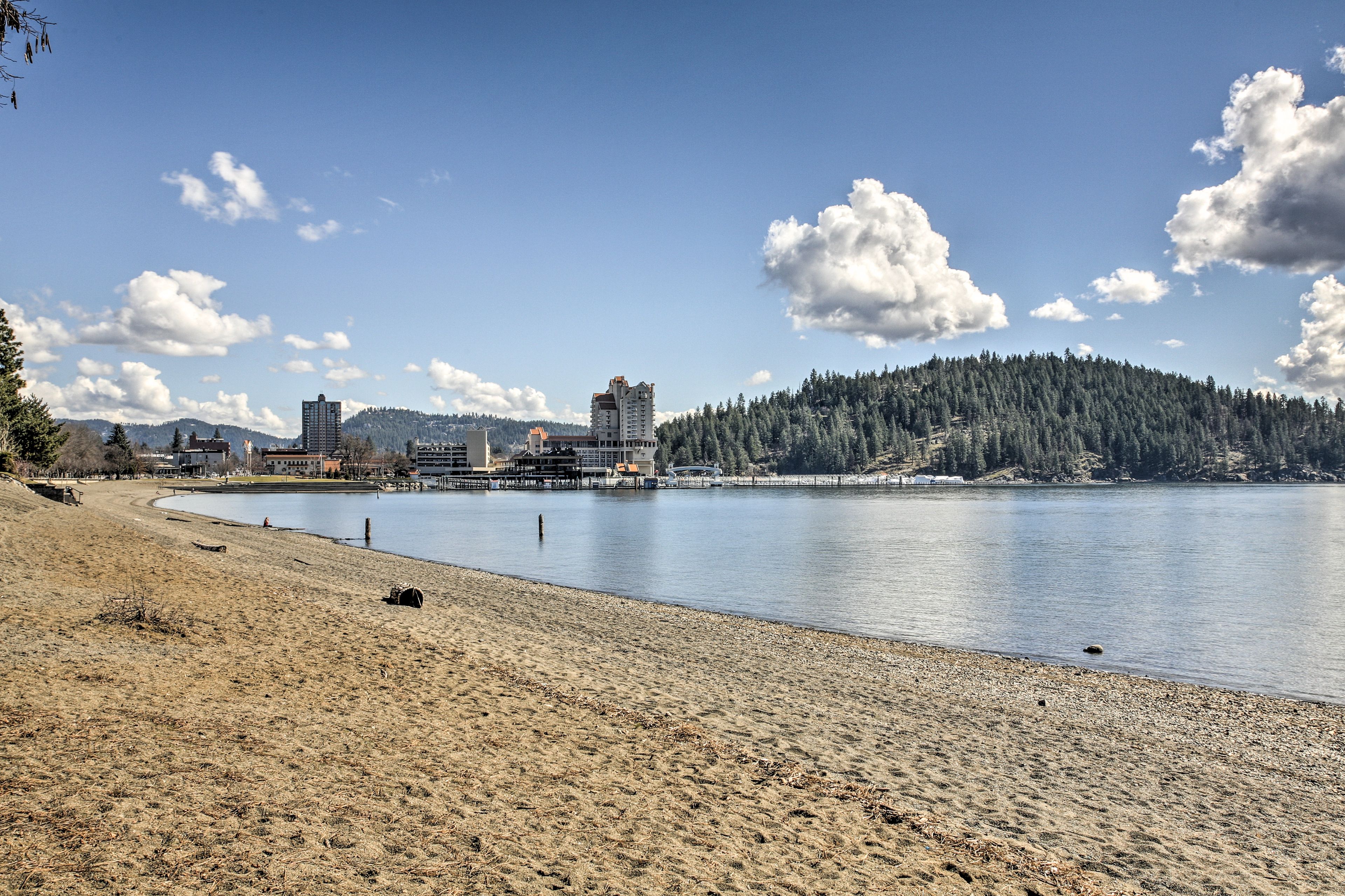 Relax by the beautiful beach of Lake Coeur d’Alene.