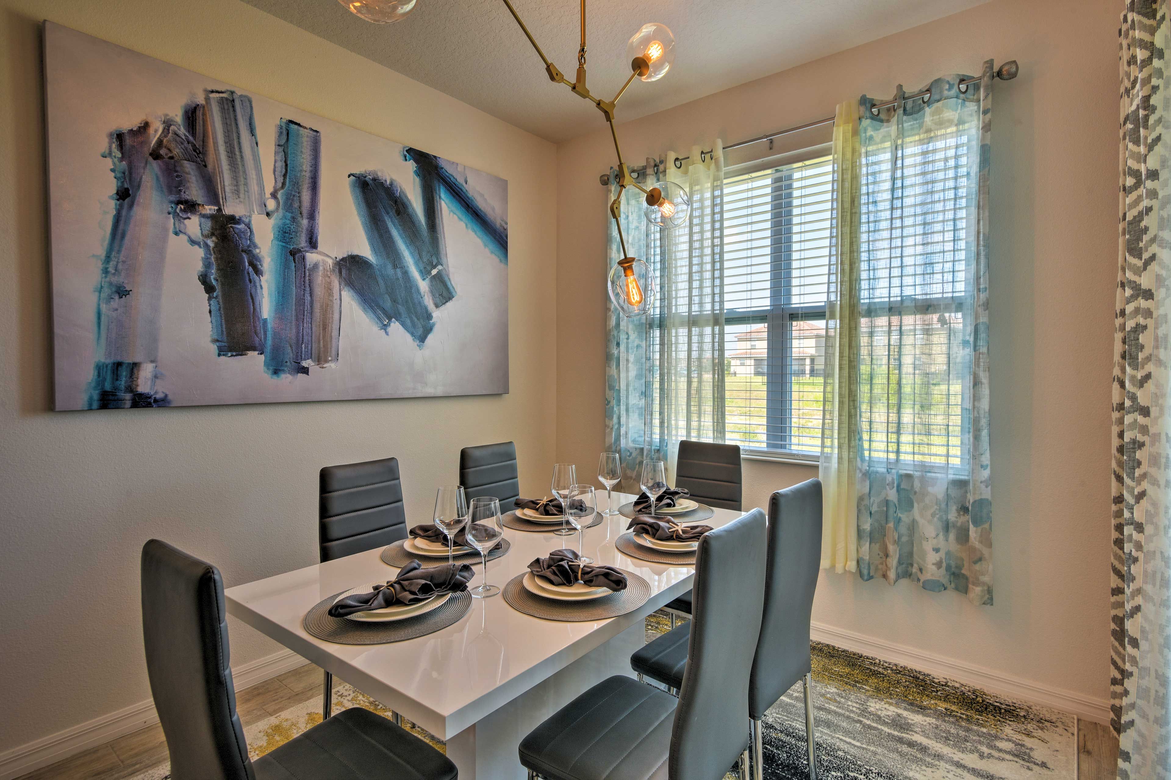 Break bread at the dining room table.