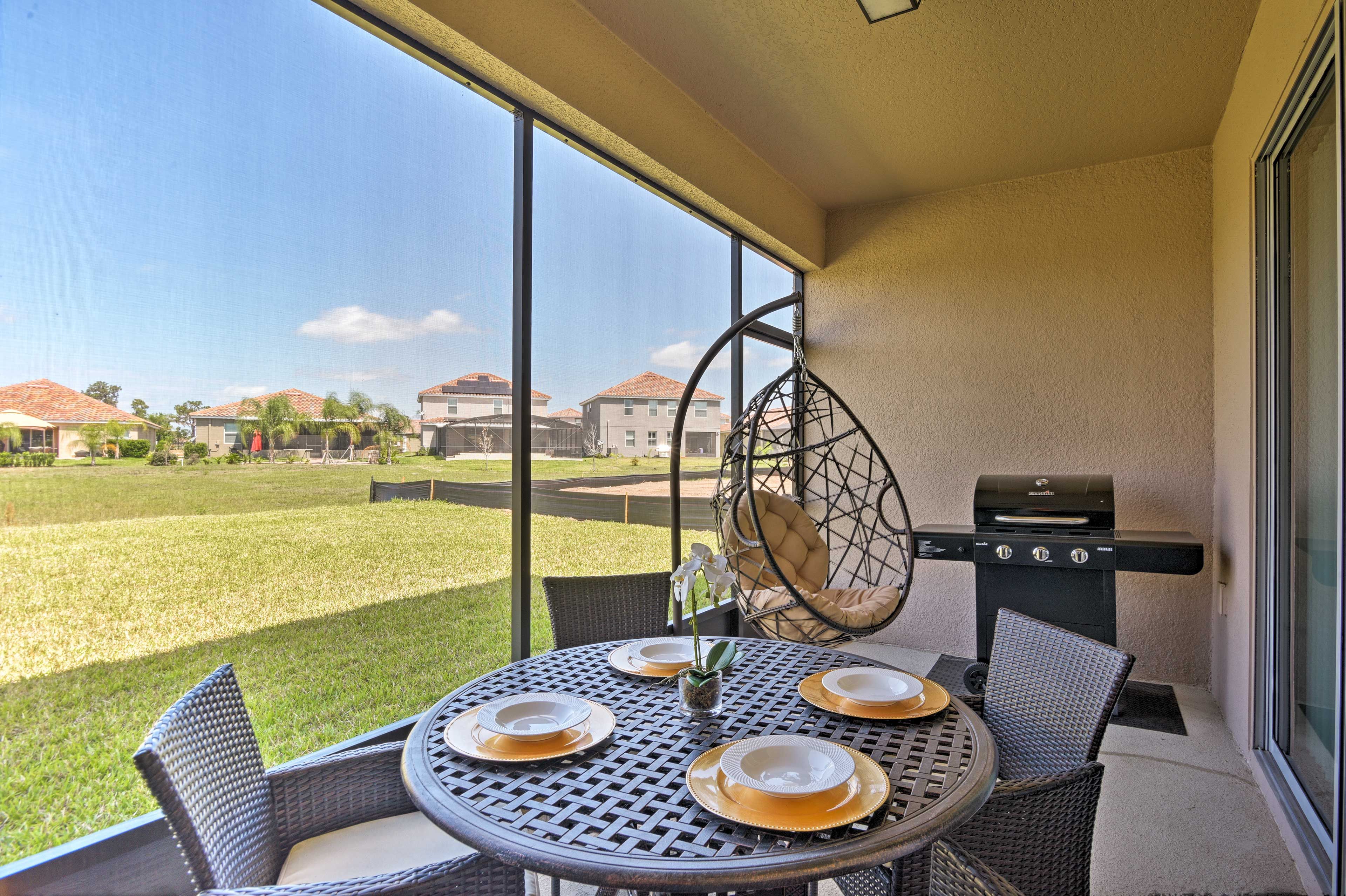 Use the gas grill to cook up a barbecue dinner.